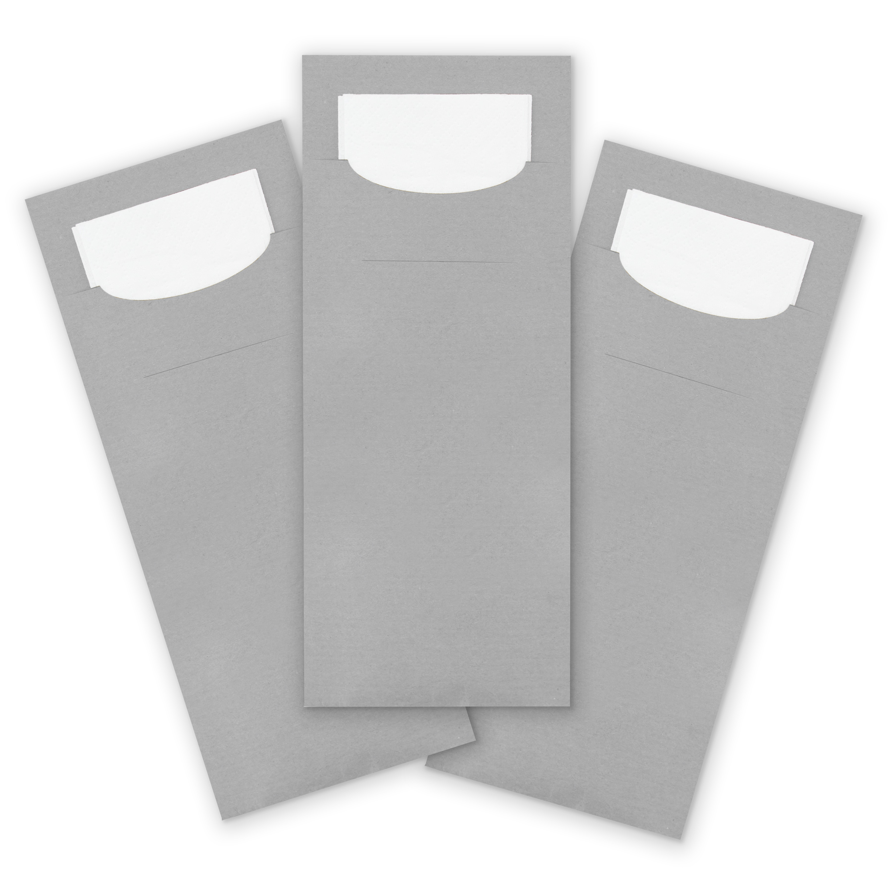 itenga 24x Bestecktasche aus Papier GRAU Einweg mit Serv...
