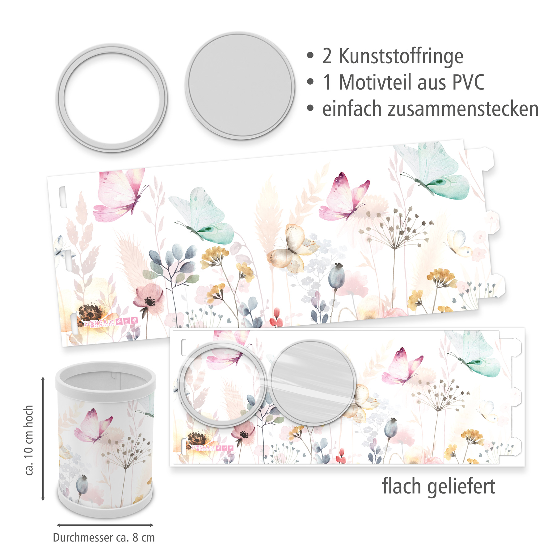 itenga Stiftek�cher Motiv Schmetterlinge H�he 10 cm Durc...