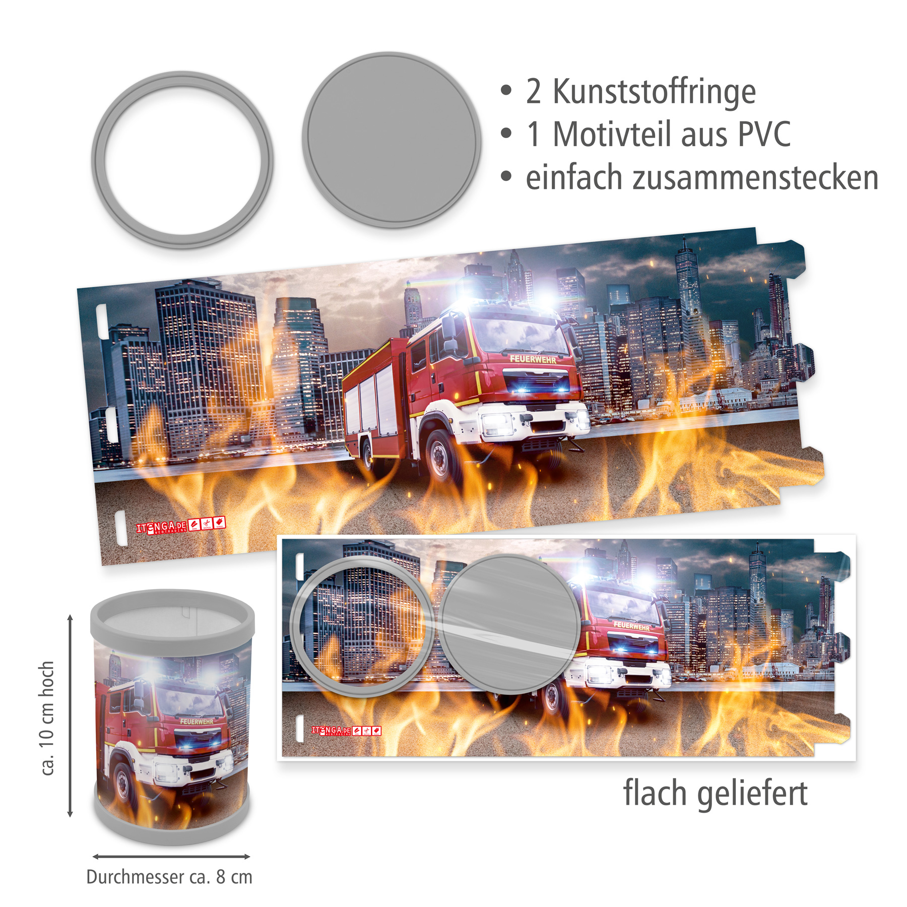 itenga Stiftek�cher Motiv Feuerwehr H�he 10 cm Durchmess...