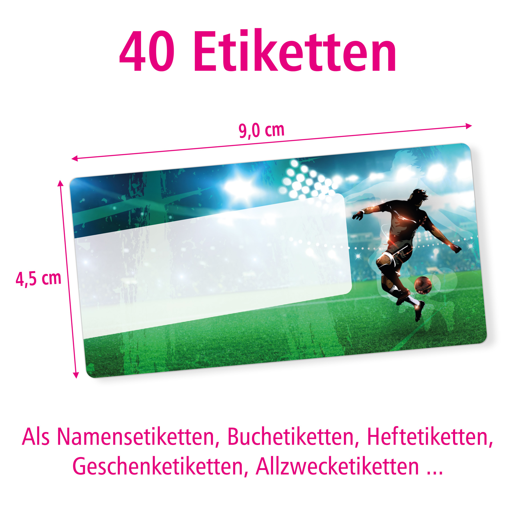 itenga 40x Buchetiketten Fu�ball 9x4,5cm Namensetiketten...