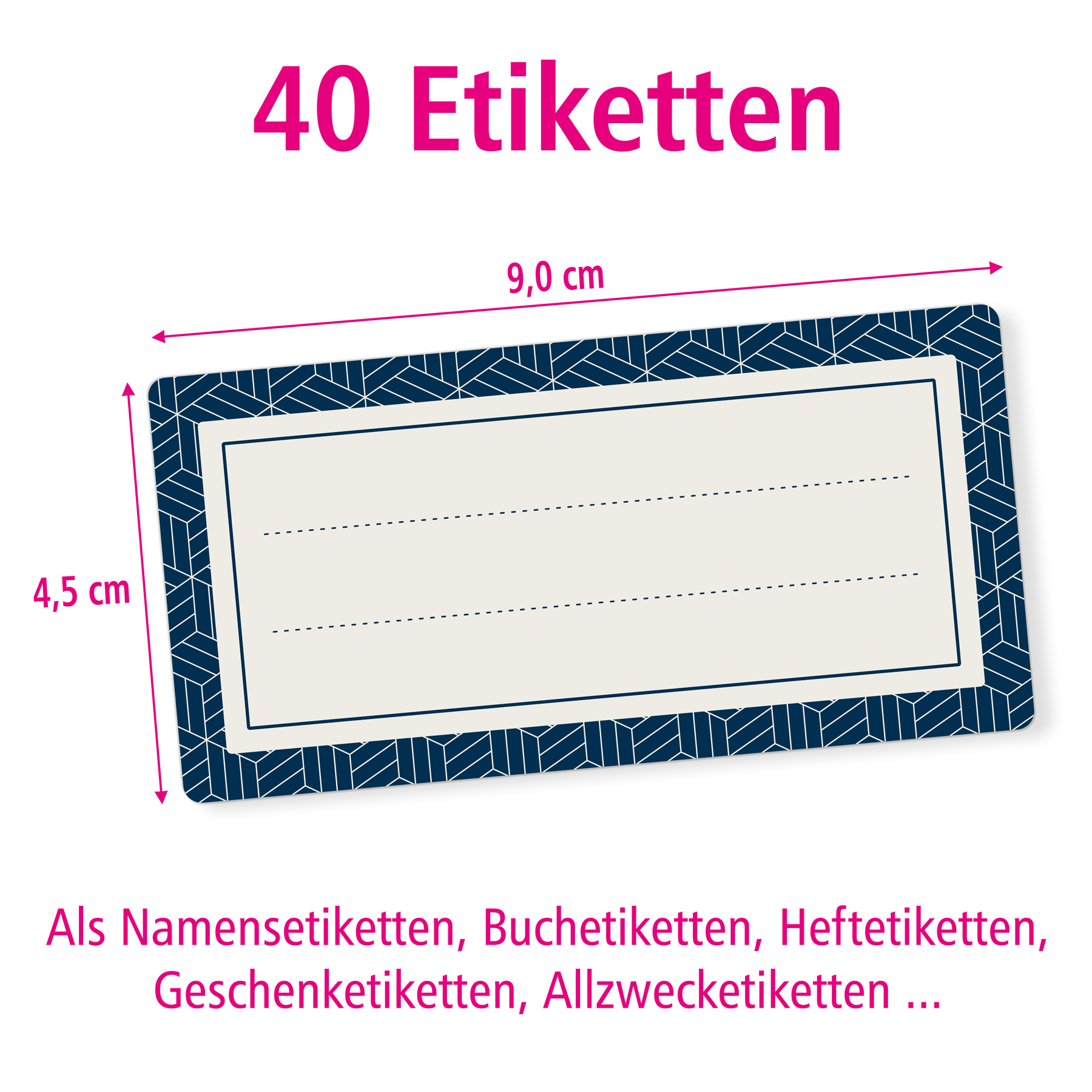 itenga 40x Buchetiketten Geometrie 9x4,5cm Namensetikett...