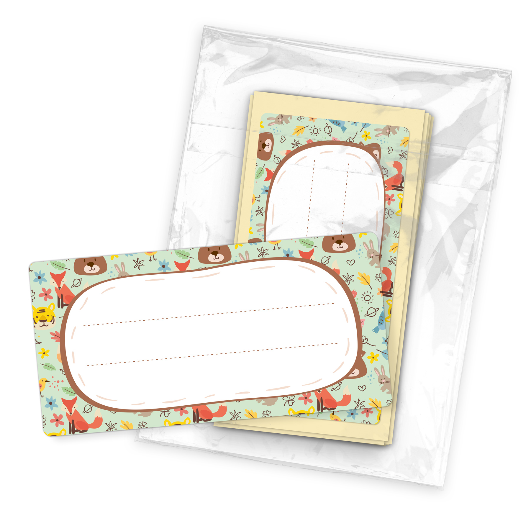itenga 40x Buchetiketten Waldtiere 9x4,5cm Namensetikett...