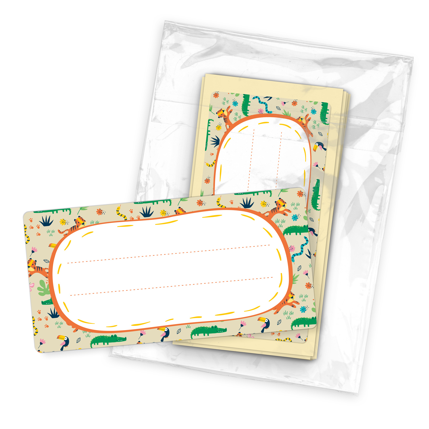 itenga 40x Buchetiketten Dschungeltiere 9x4,5cm Namenset...