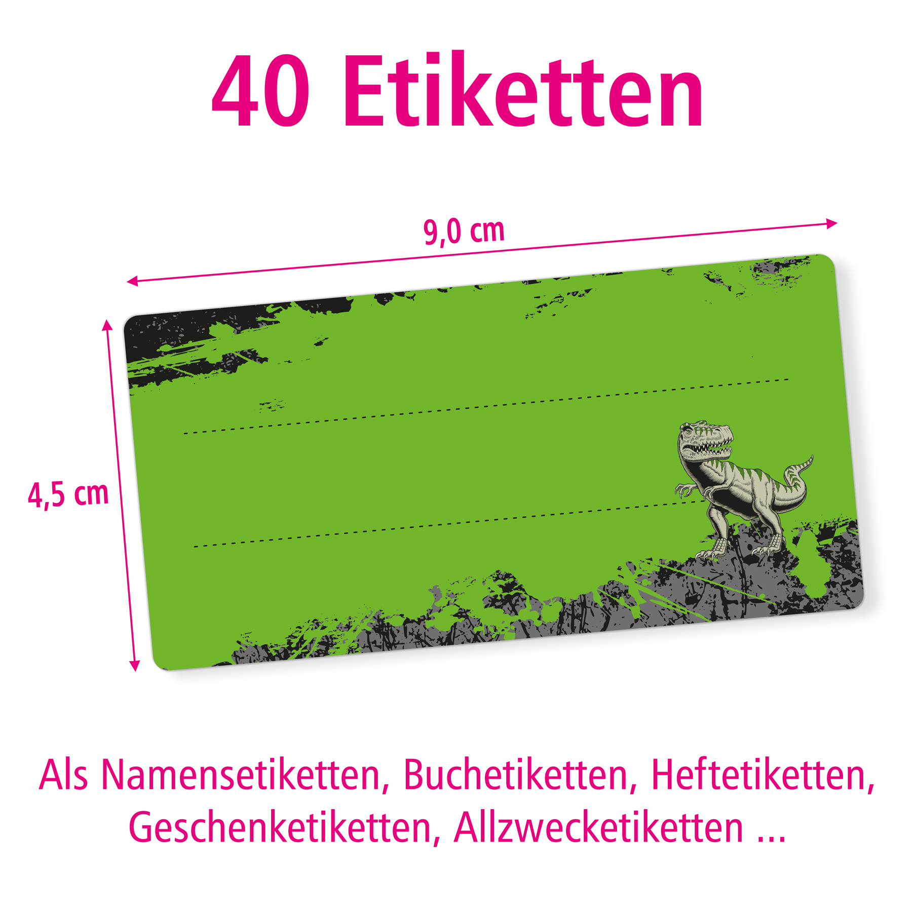 itenga 40x Buchetiketten T-REX 9x4,5cm Namensetiketten H...