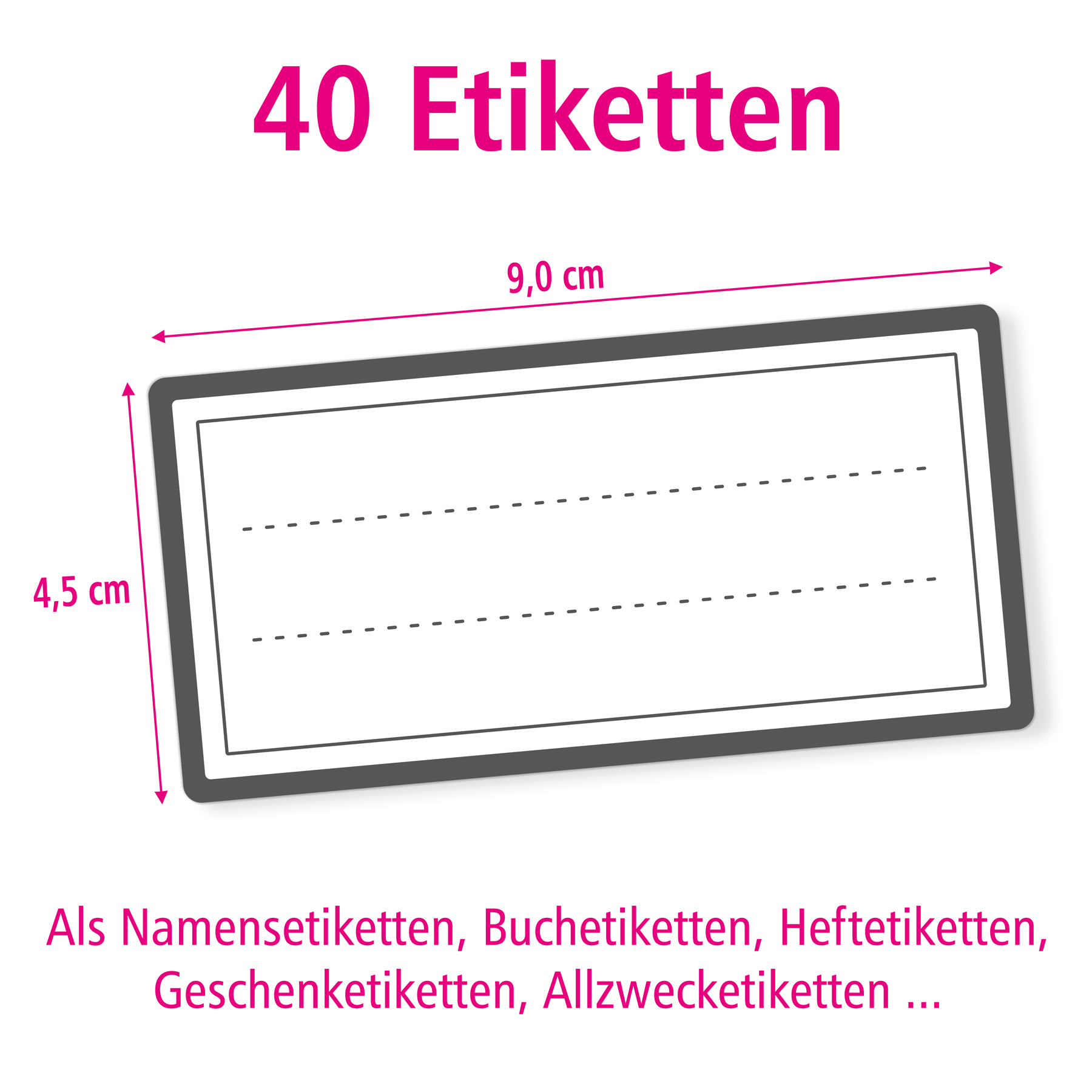 itenga 40x Buchetiketten neutral grau 9x4,5cm Namenseti...