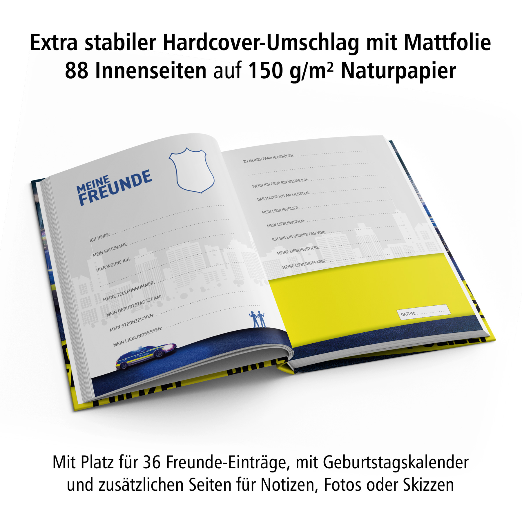 itenga Freundebuch Polizei DIN A5, 88 Seiten 150g Naturp...