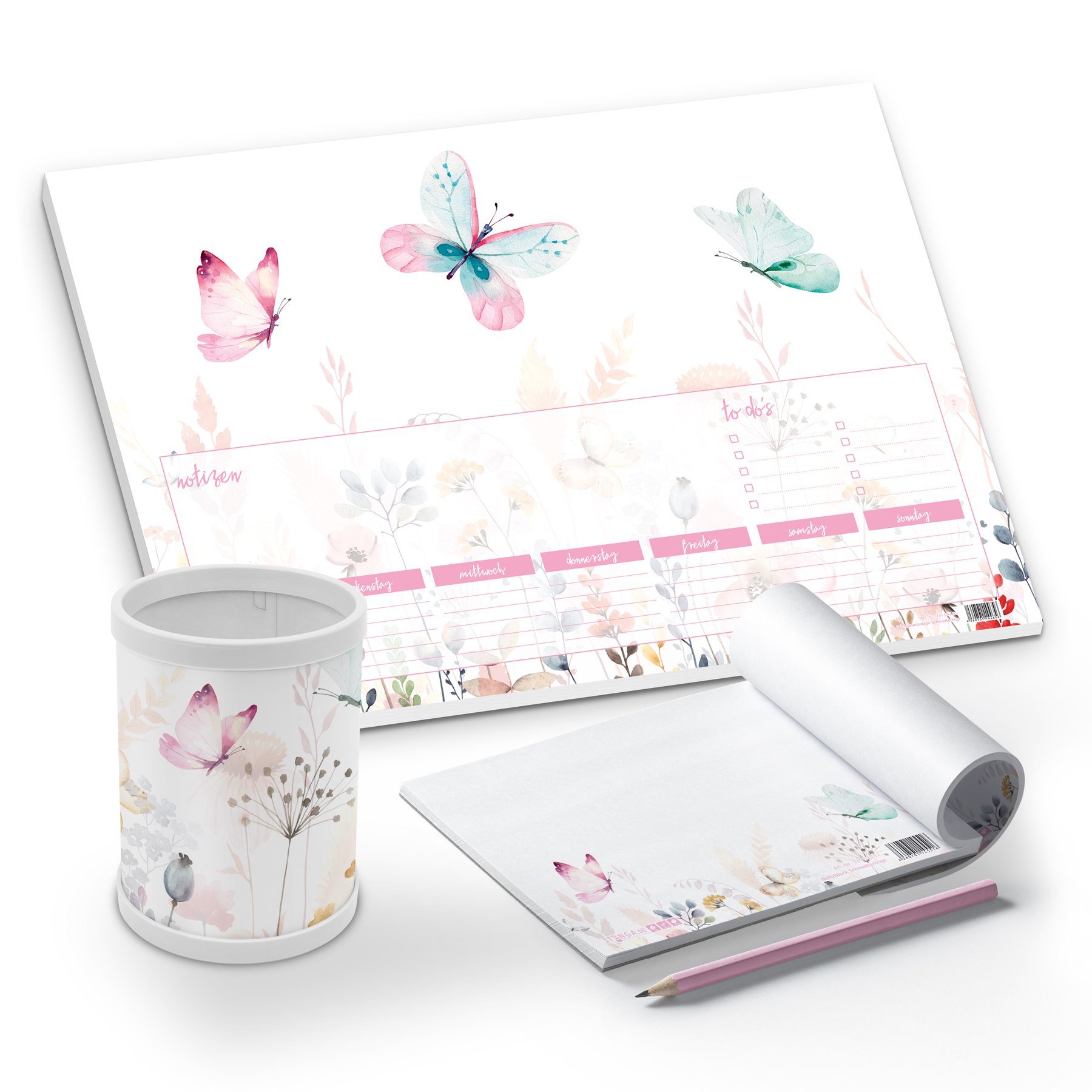 itenga Schreibtisch-Set Schmetterling 3-teilig Schreibti...