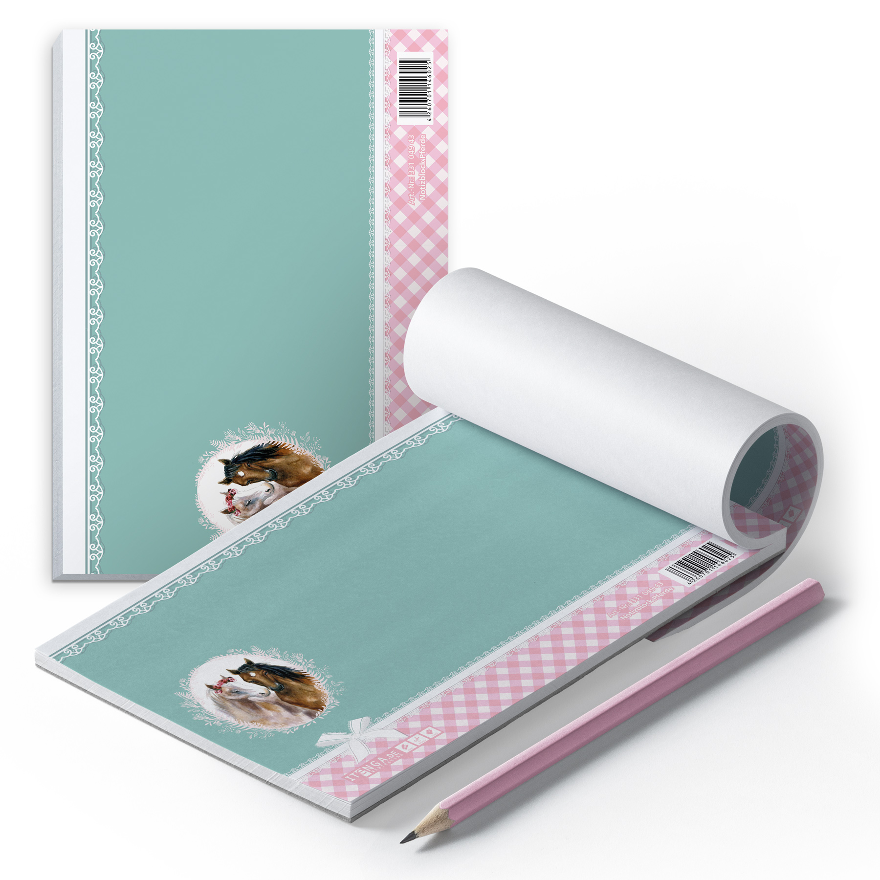 ITENGA Notizblock Pferde DIN A6 quer 50 Blatt