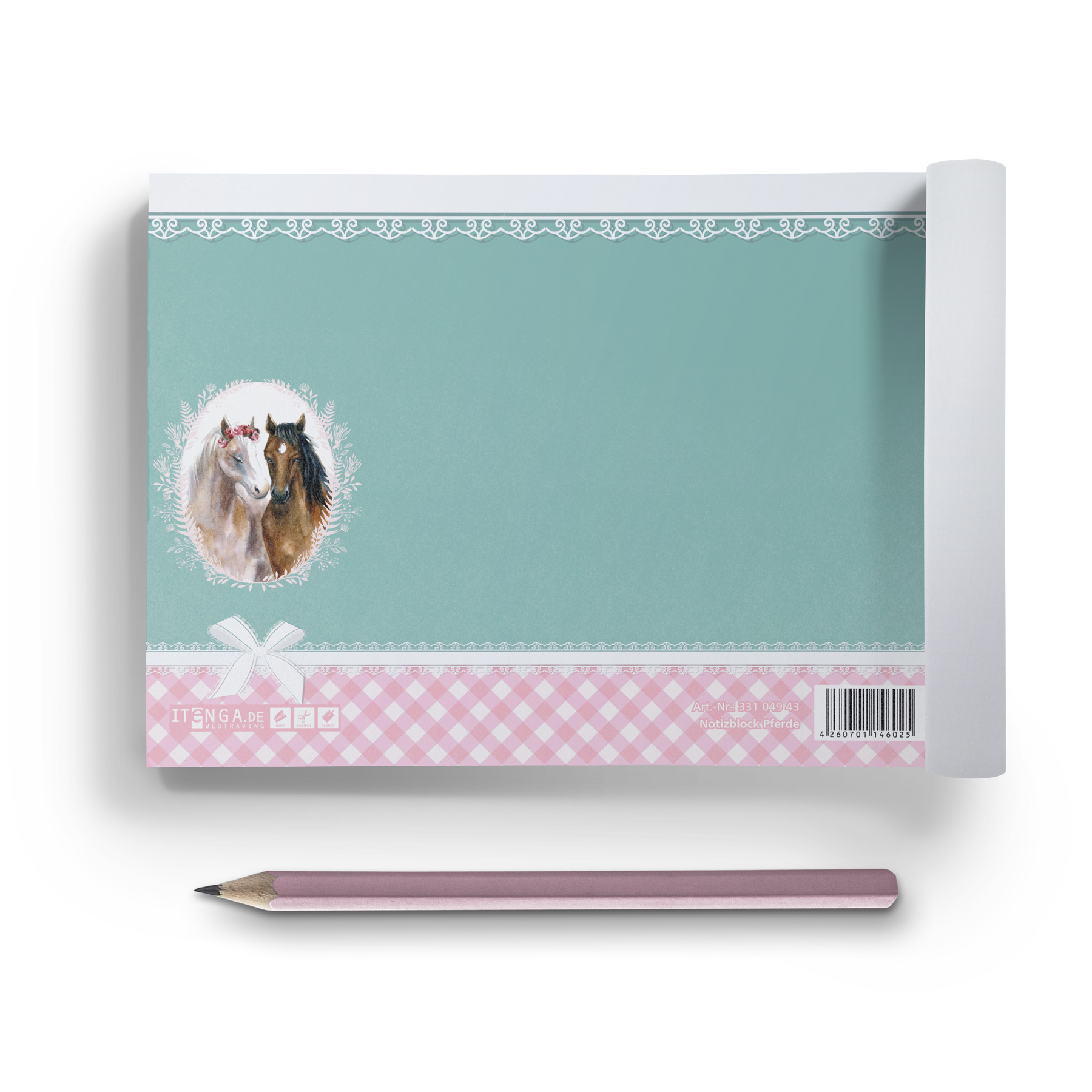 ITENGA Notizblock Pferde DIN A6 quer 50 Blatt