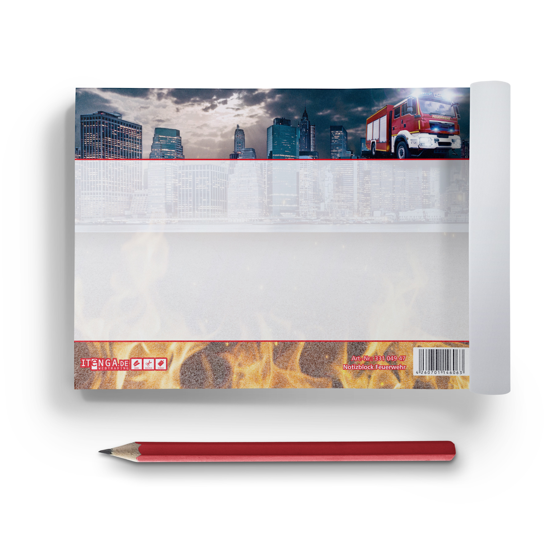 ITENGA Notizblock Feuerwehr DIN A6 quer 50 Blatt