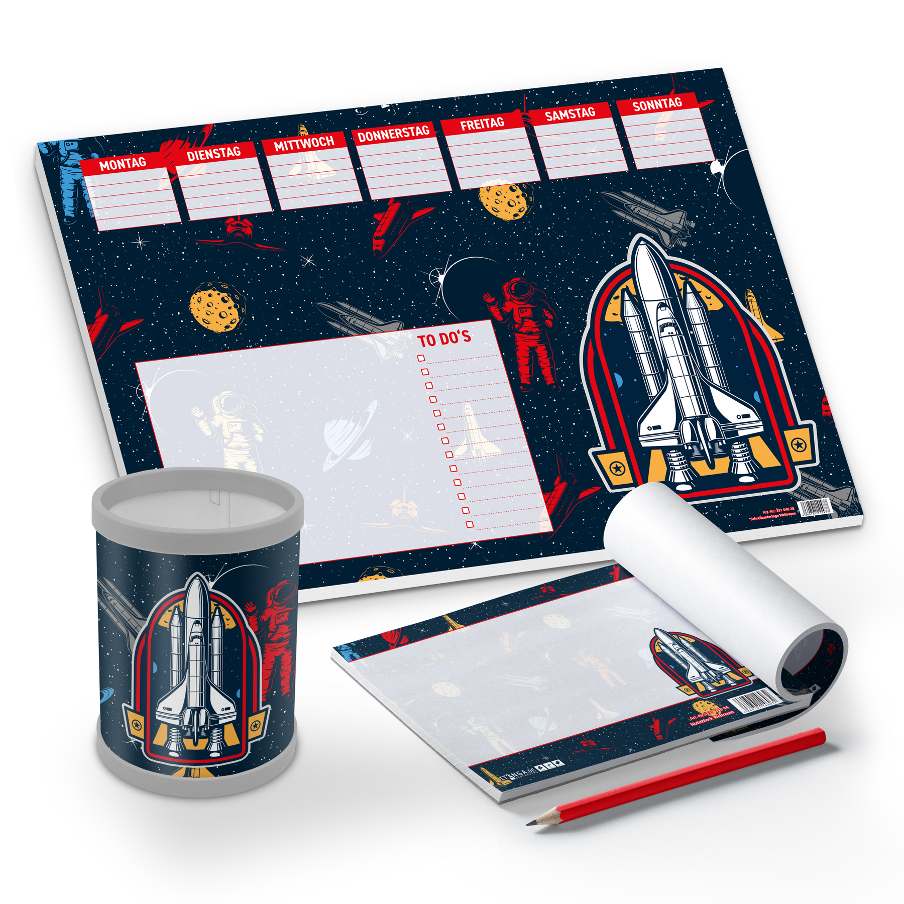 itenga Schreibtisch-Set Weltraum 3-teilig Schreibtischun...