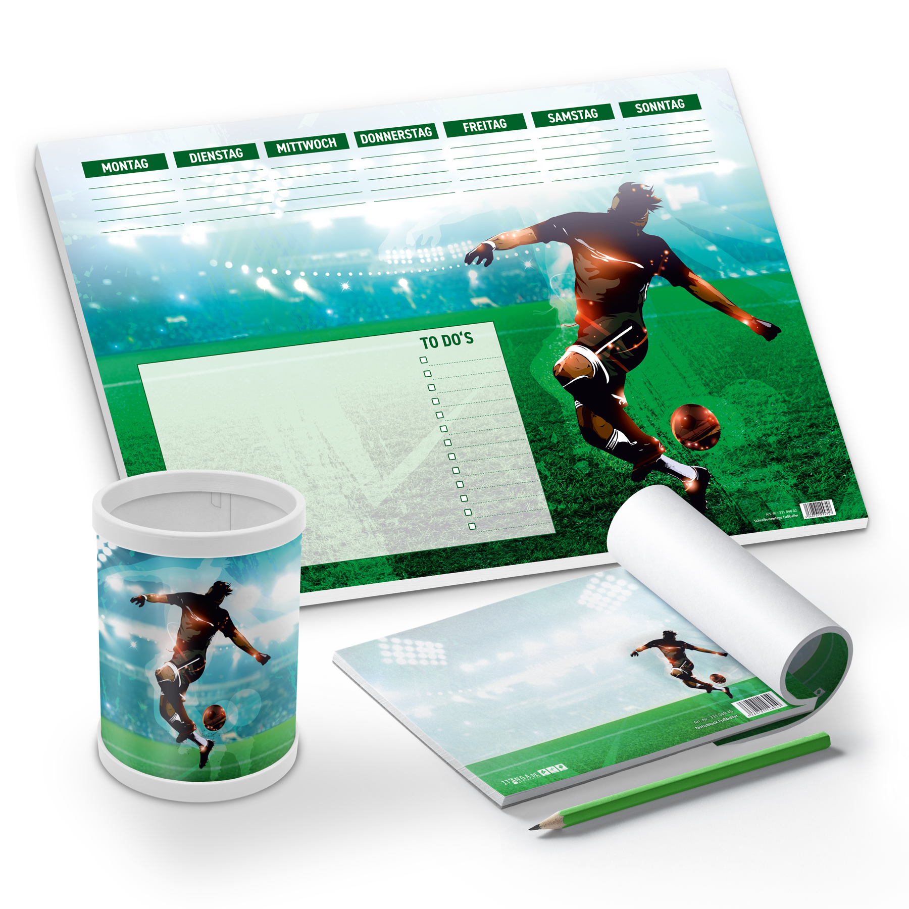 itenga Schreibtisch-Set Fu�ball 3-teilig Schreibtischunt...