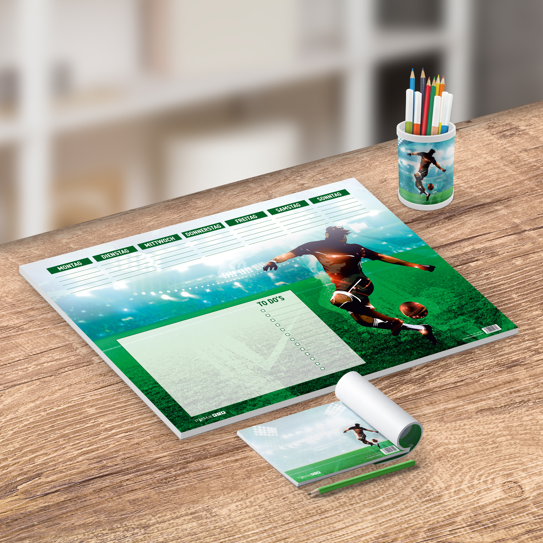 itenga Schreibtisch-Set Fu�ball 3-teilig Schreibtischunt...