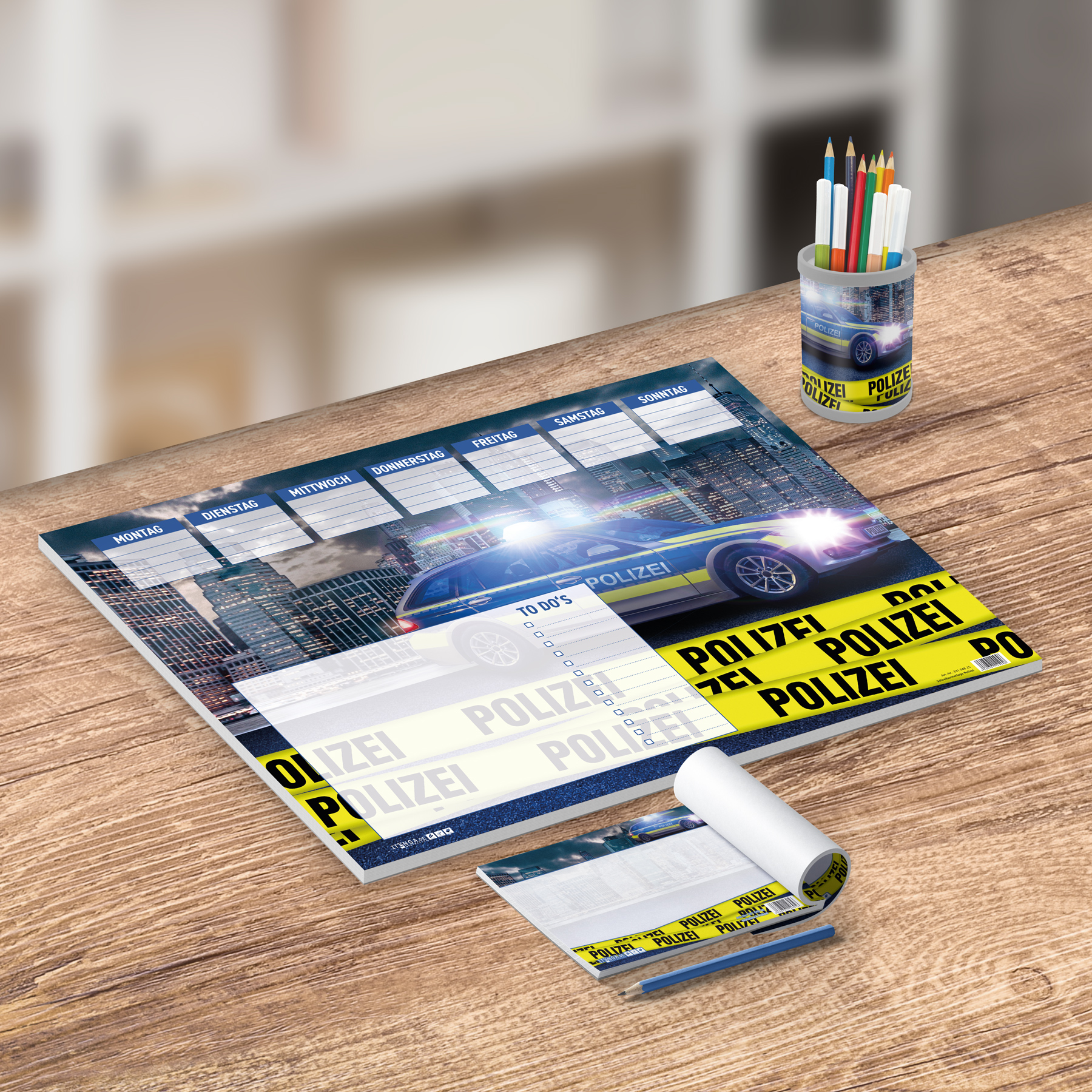 itenga Schreibtisch-Set Polizei 3-teilig Schreibtischunt...