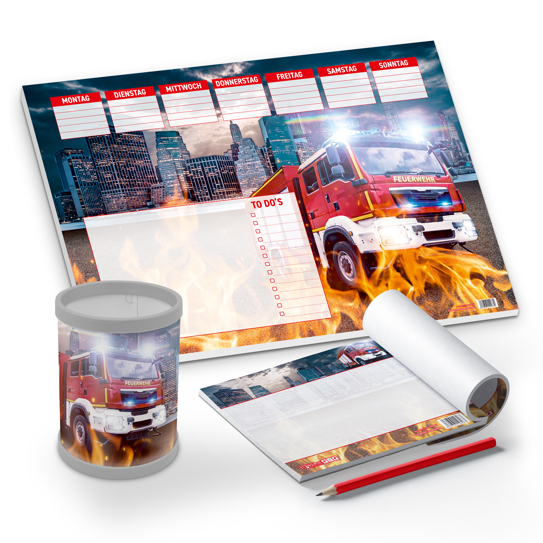 itenga Schreibtisch-Set Feuerwehr 3-teilig Schreibtischu...