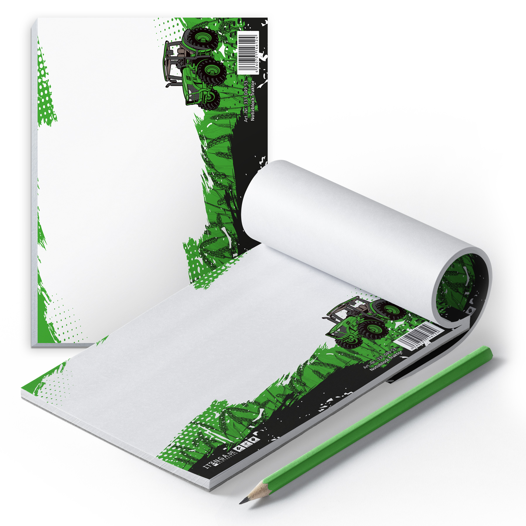 ITENGA Notizblock Traktor DIN A6 quer 50 Blatt