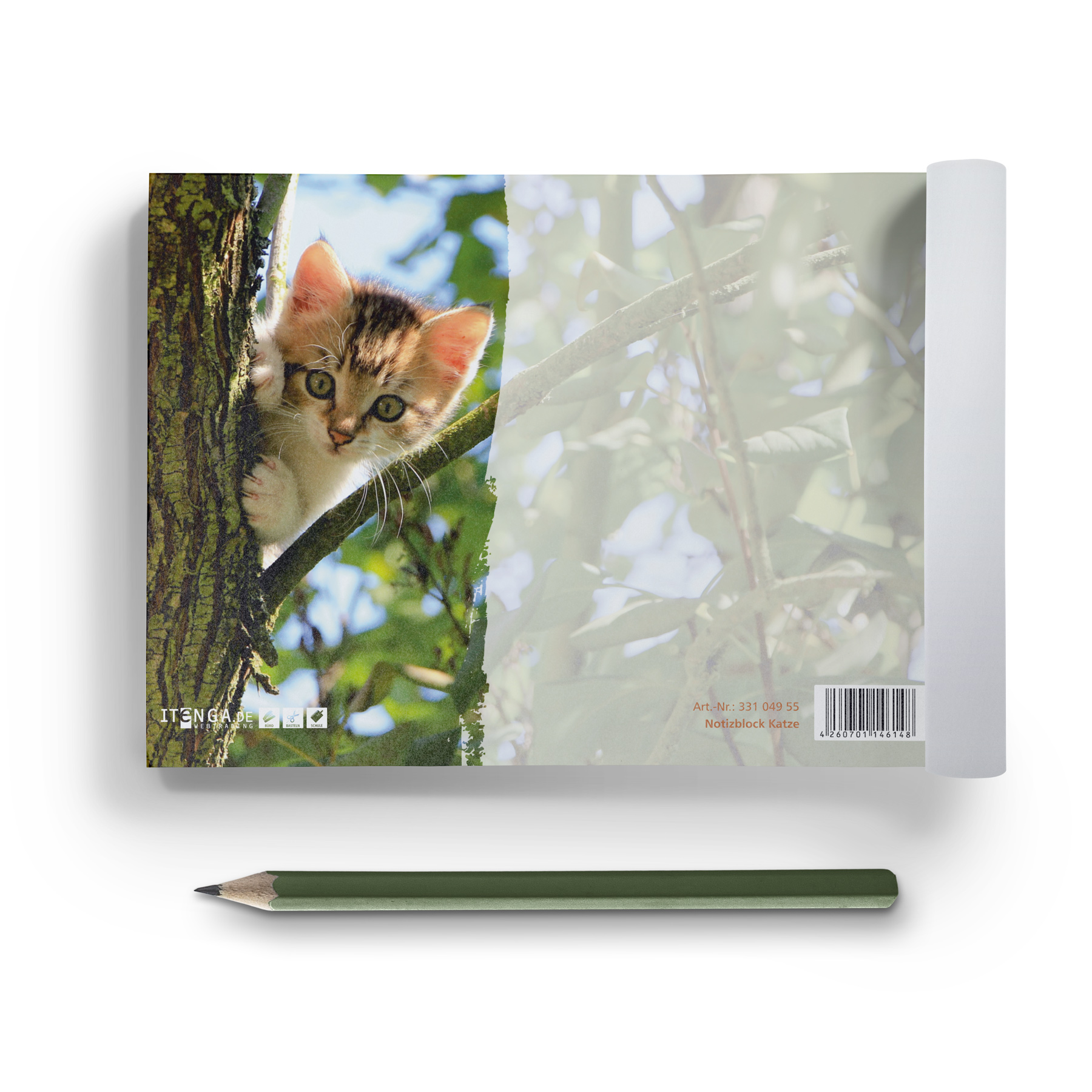 ITENGA Notizblock Katze DIN A6 quer 50 Blatt