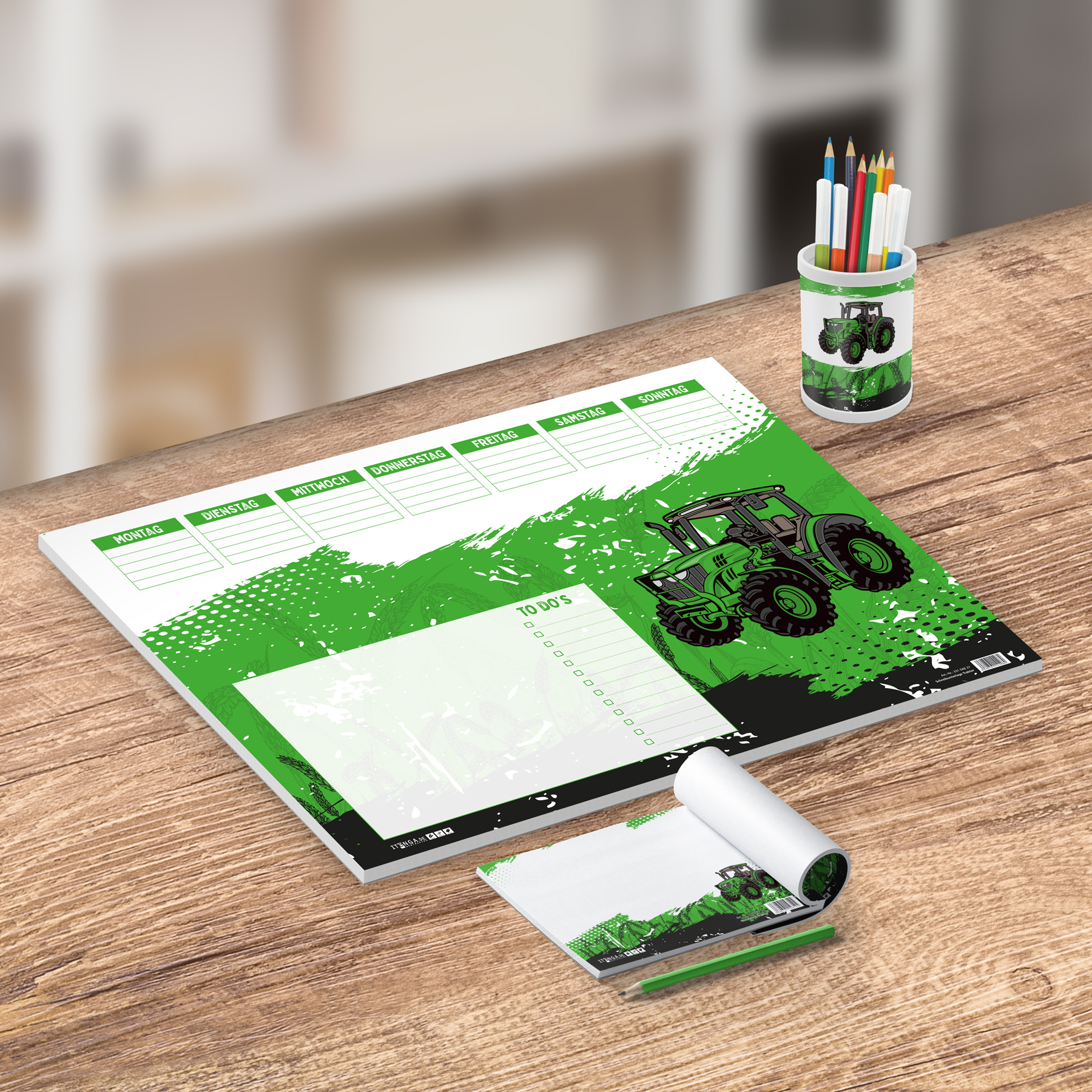 itenga Schreibtisch-Set Traktor 3-teilig Schreibtischunt...