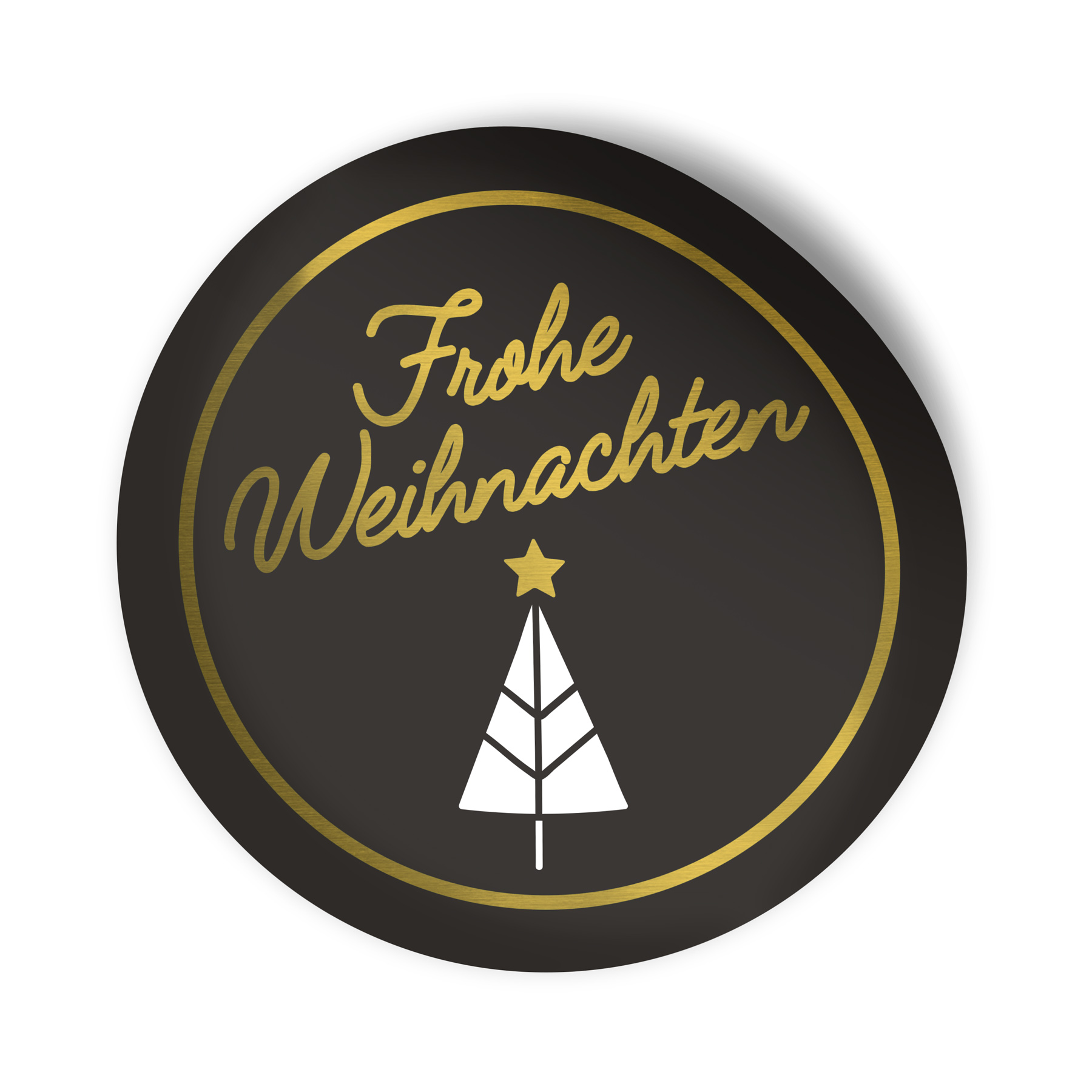 itenga 24x Sticker Frohe Weihnachten schwarz wei� gold 4cm