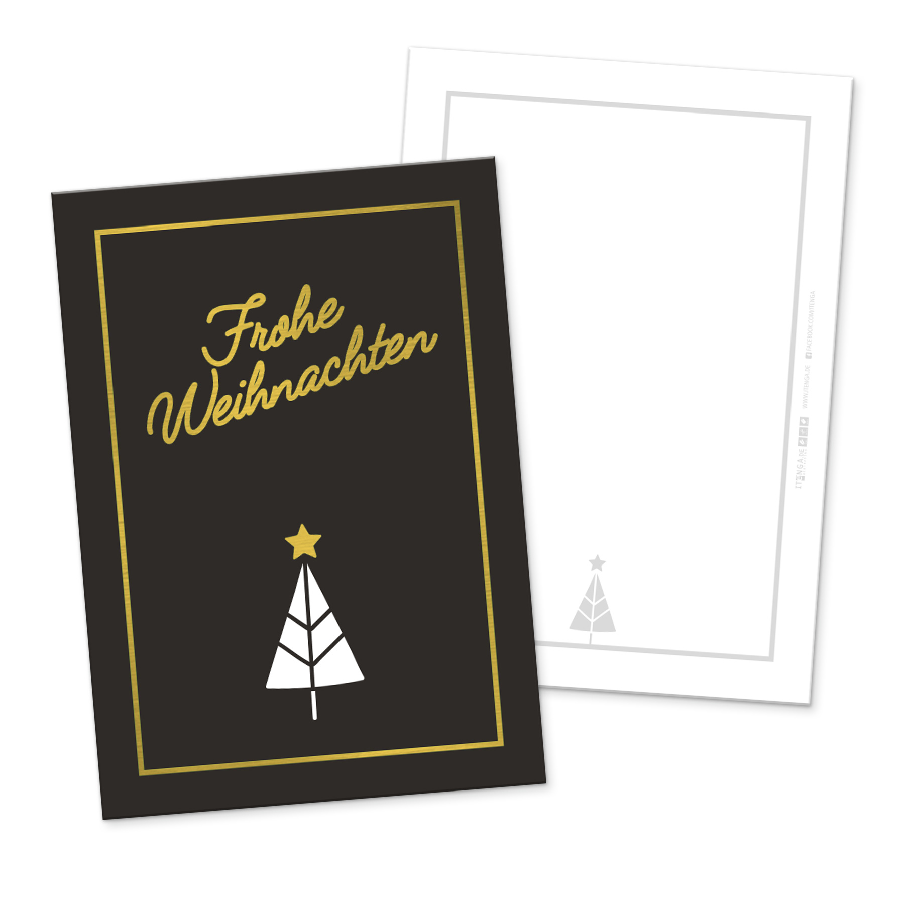 itenga 12 x Postkarte Gru�karte Frohe Weihnachten schwar...