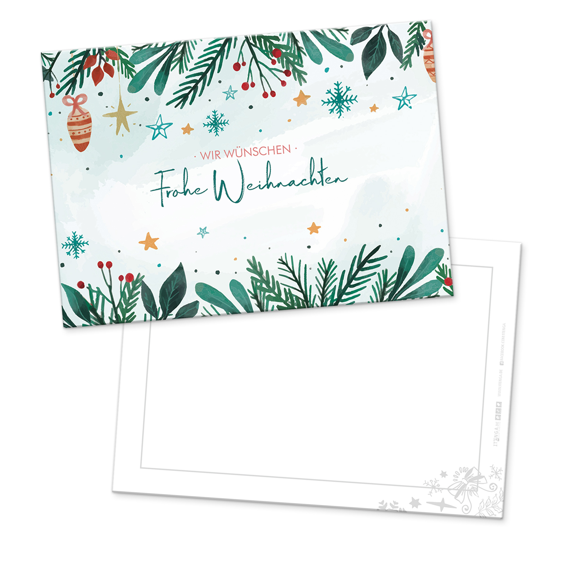 itenga 12 x Postkarte Gru�karte Frohe Weihnachten Zweige...