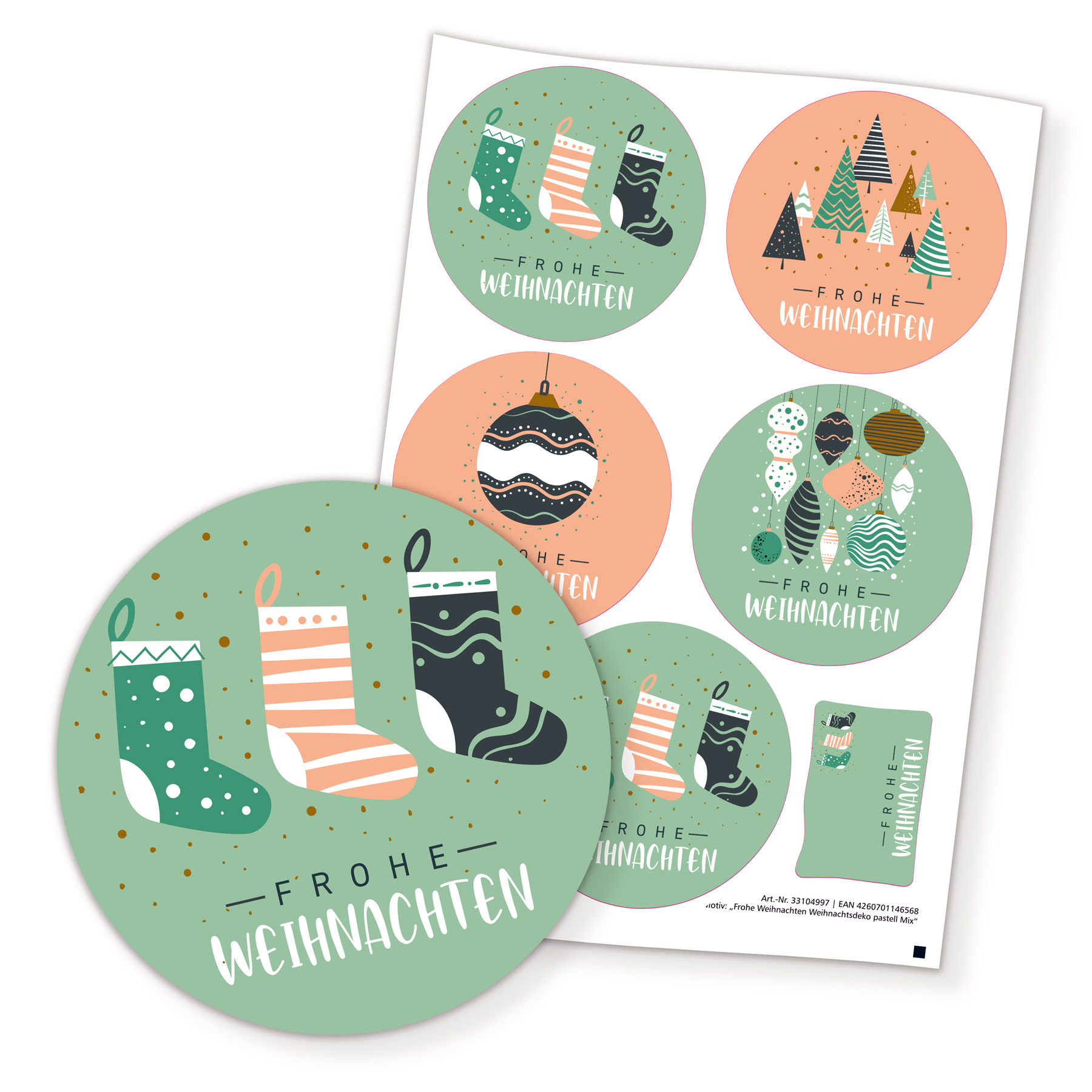 itenga 5 x Sticker Frohe Weihnachten Weihnachtsdeko past...