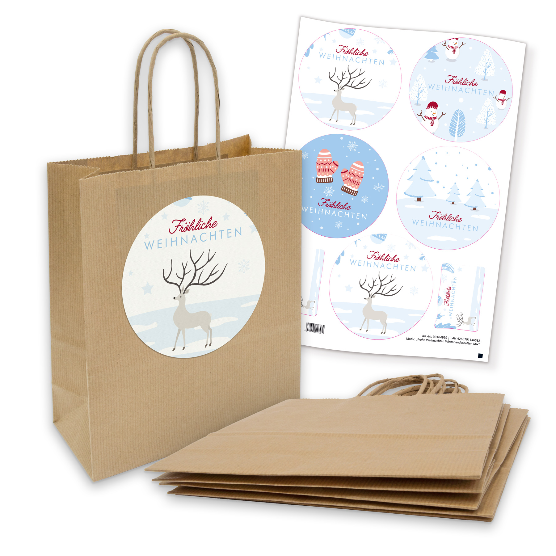 itenga 5x Kordelt�te Frohe Weihnachten Winterlandschafte...