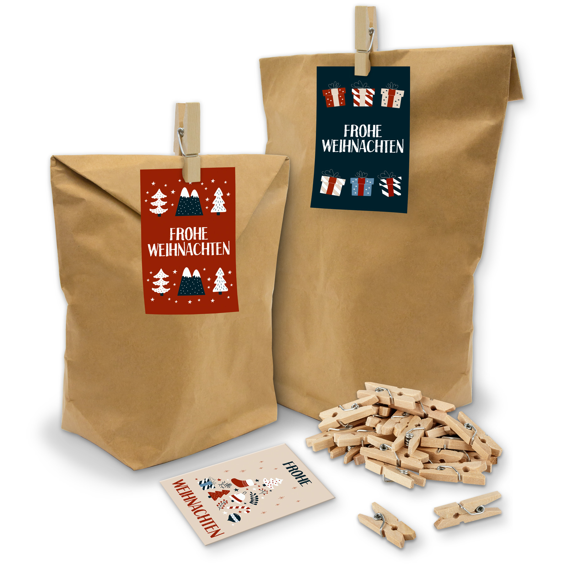 itenga 24 x T�ten mit Geschenkekarten Frohe Weihnachten ...