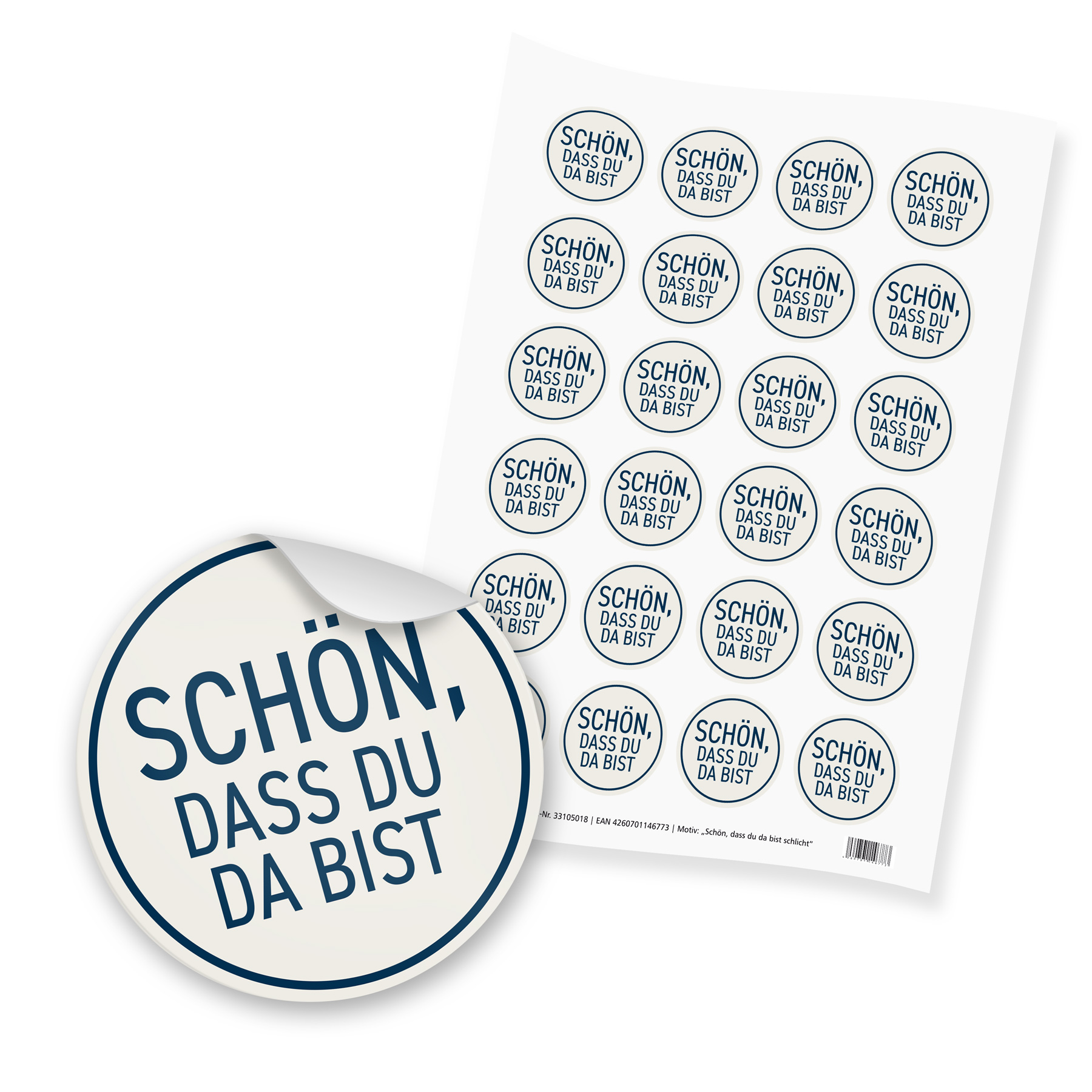 itenga 24x Sticker Sch�n dass du da bist Schlicht dunkel...