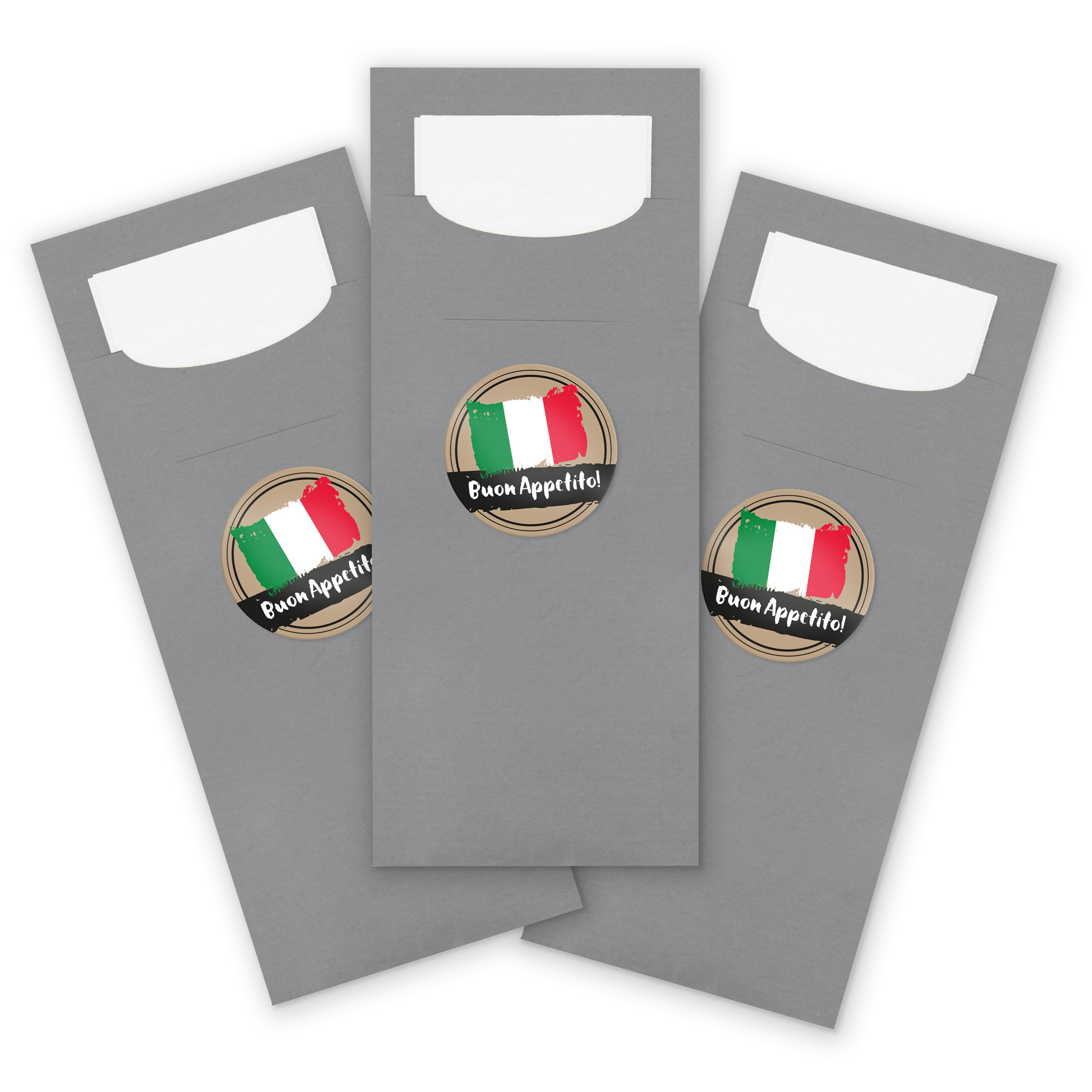 itenga 24x Bestecktasche GRAU + Aufkleber Buon Appetito ...