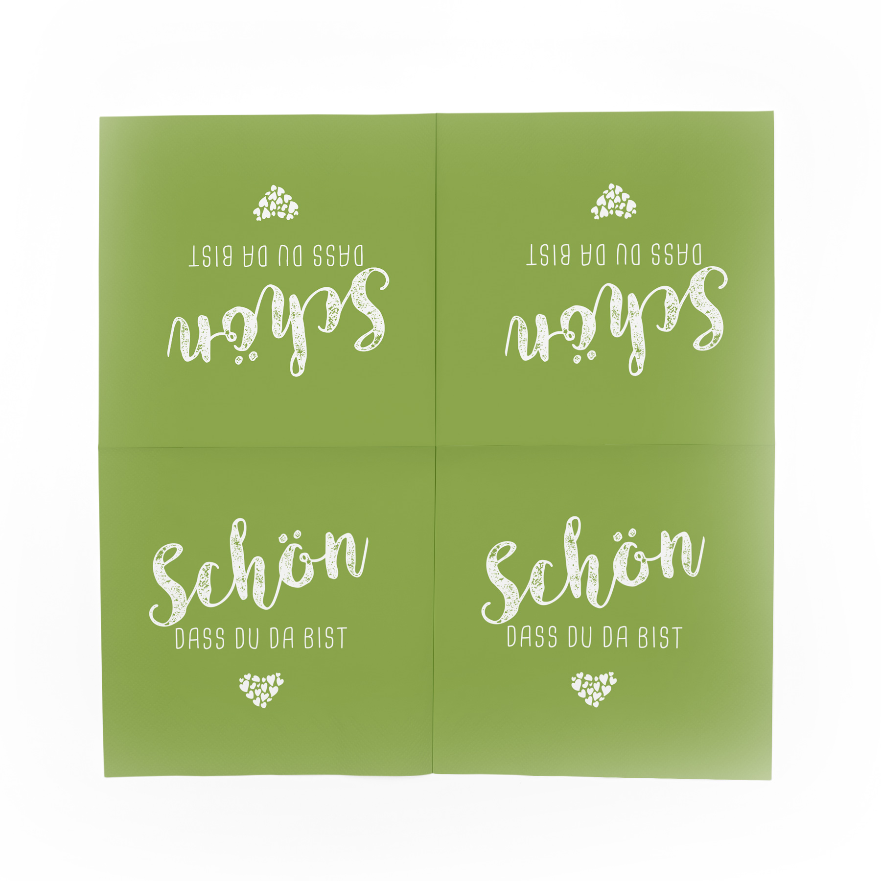 itenga 40x Serviette Sch�n dass du da bist fr�hlingsgr�n...