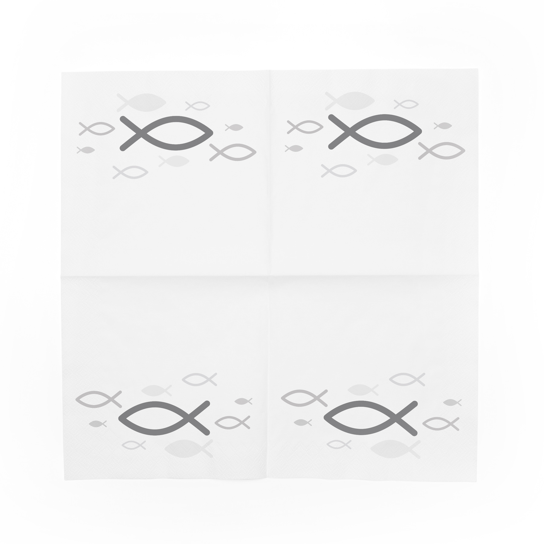 itenga 40x Serviette Fisch grau 30 x 30 cm 3-lagig 40 St�ck