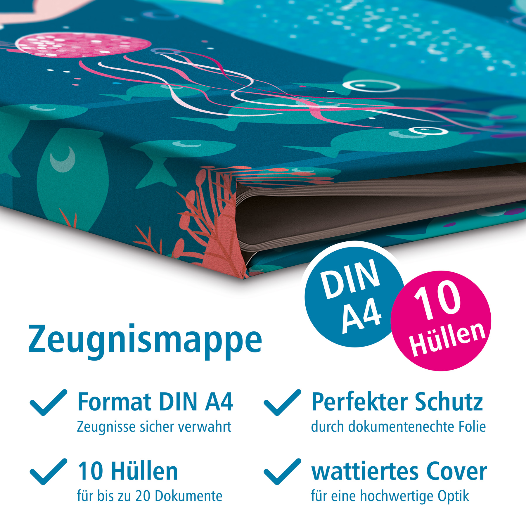 itenga Zeugnismappe Motiv Meerjungfrau DIN A4 wattierter...