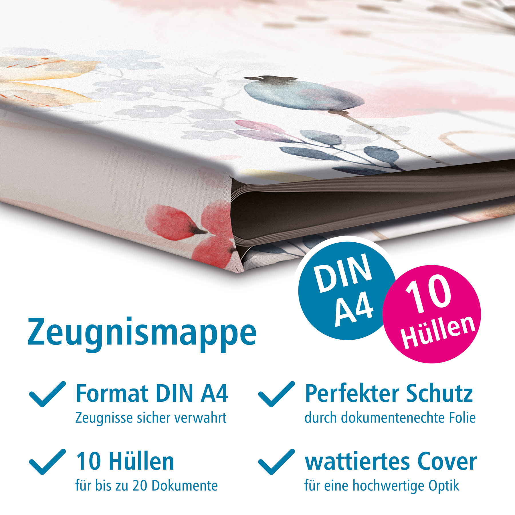 itenga Zeugnismappe Motiv Schmetterling DIN A4 wattierte...