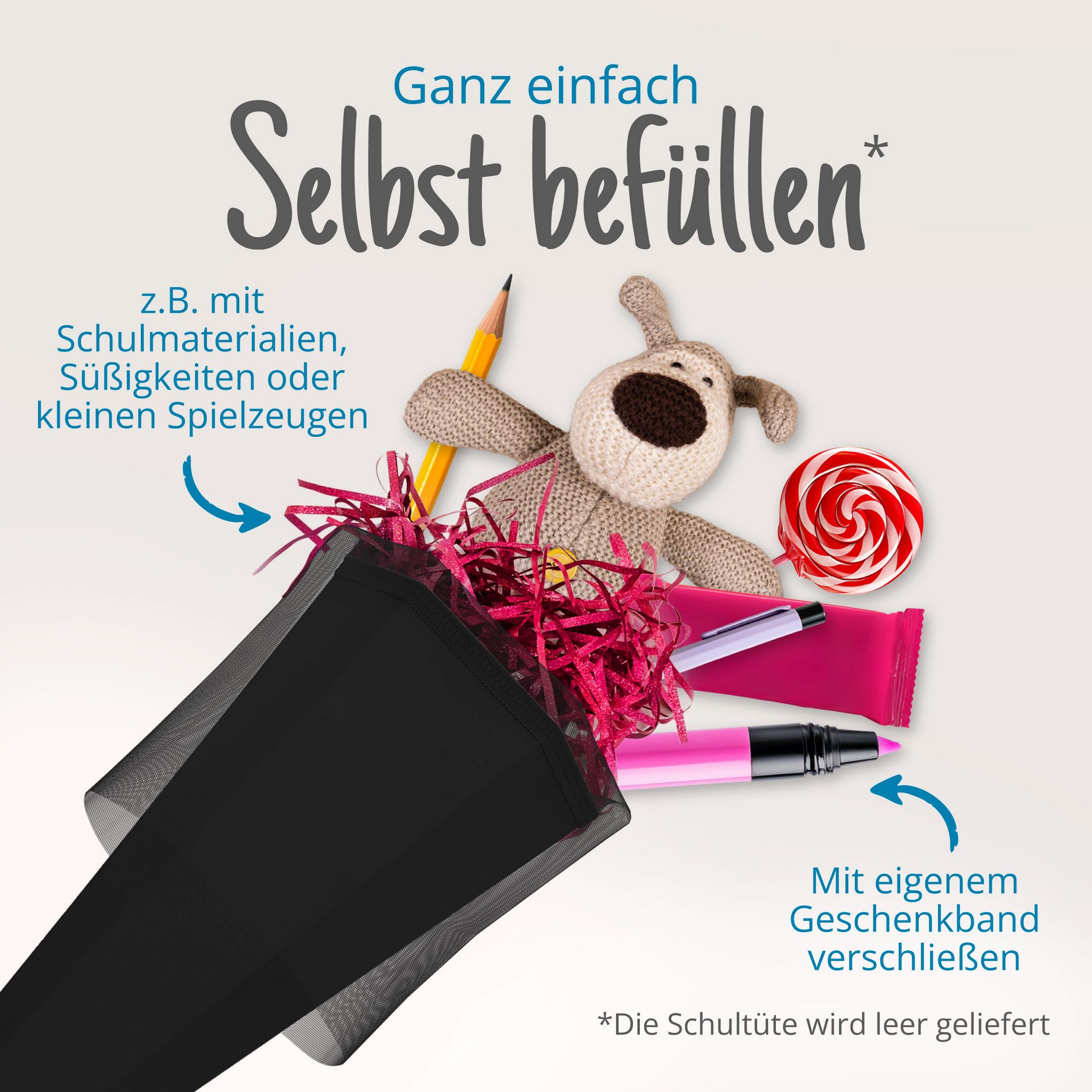 itenga Bastelschult�te mit Verschluss SCHWARZ 6eckig 85cm
