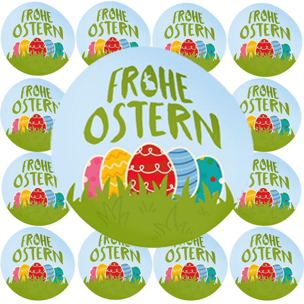 96x ITENGA Aufkleber Frohe Ostern Bunte Eier 4cm (Motiv ...