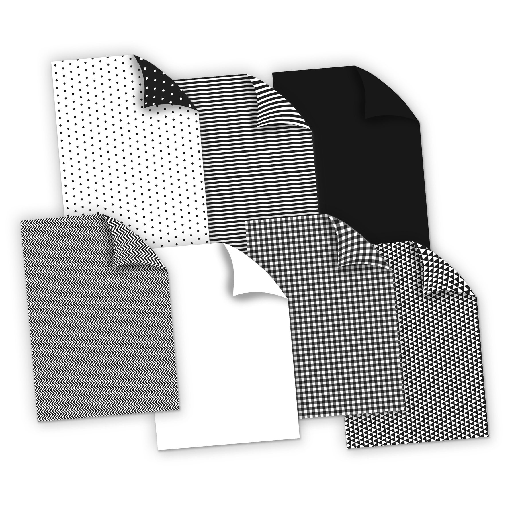 itenga Fotokarton Bastelkarton mit Muster Set SCHWARZ WE...