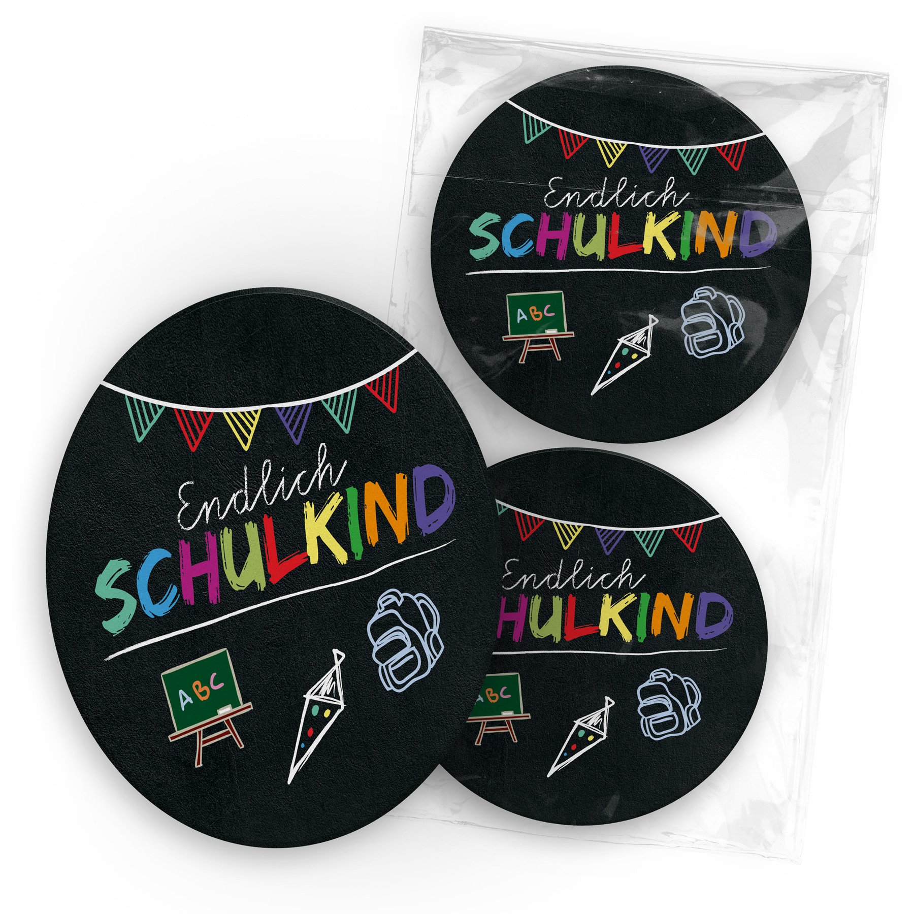itenga 40x Bierdeckel Untersetzer rund Endlich Schulkind...