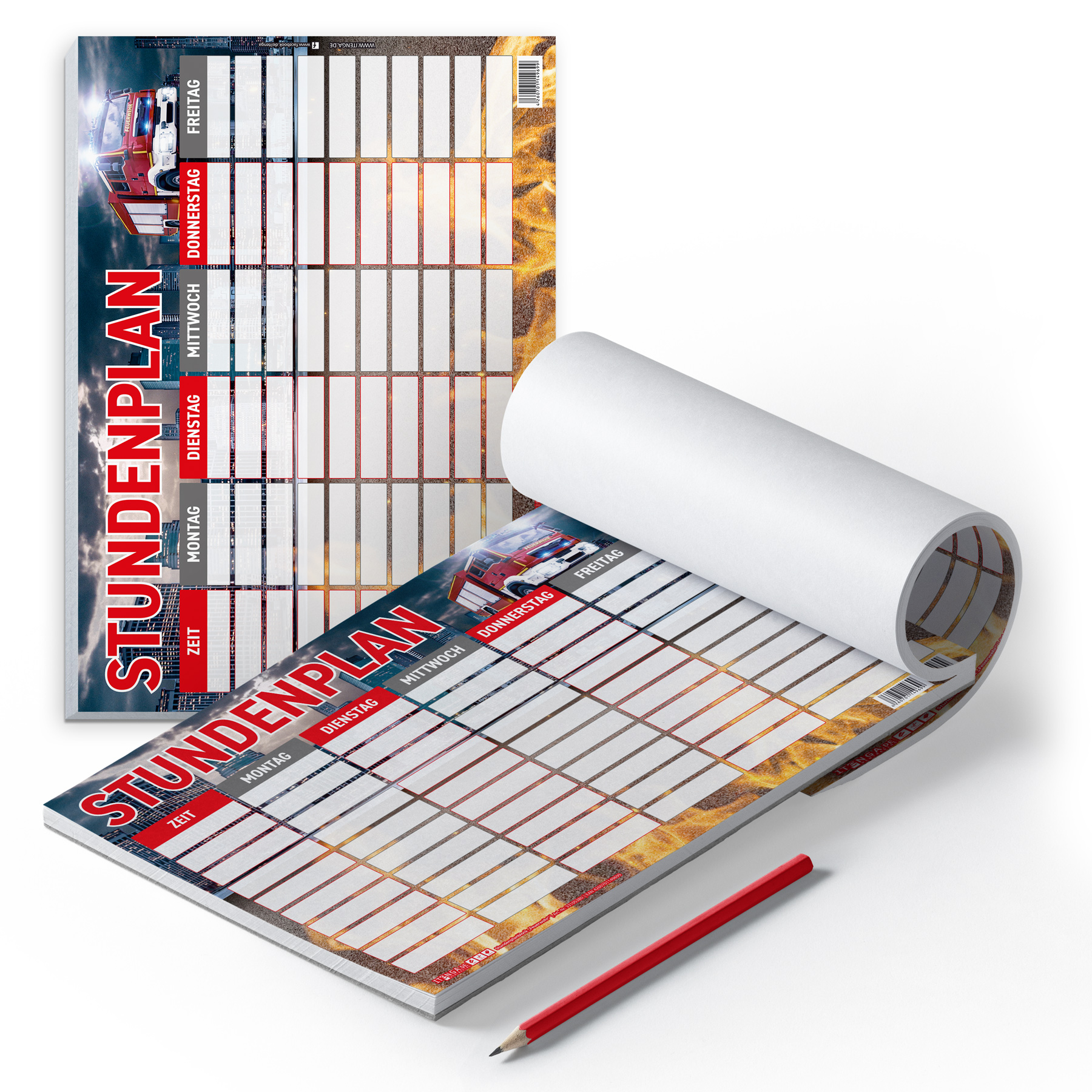 itenga Stundenplan Block 25 Blatt Motiv FEUERWEHR DIN A4