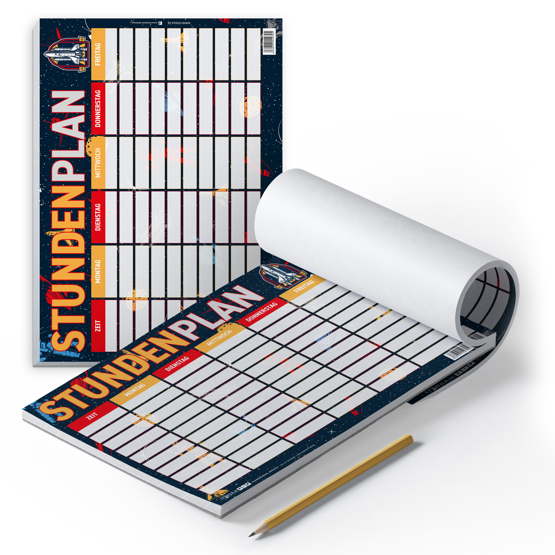 itenga Stundenplan Block 25 Blatt Motiv WELTRAUM DIN A4