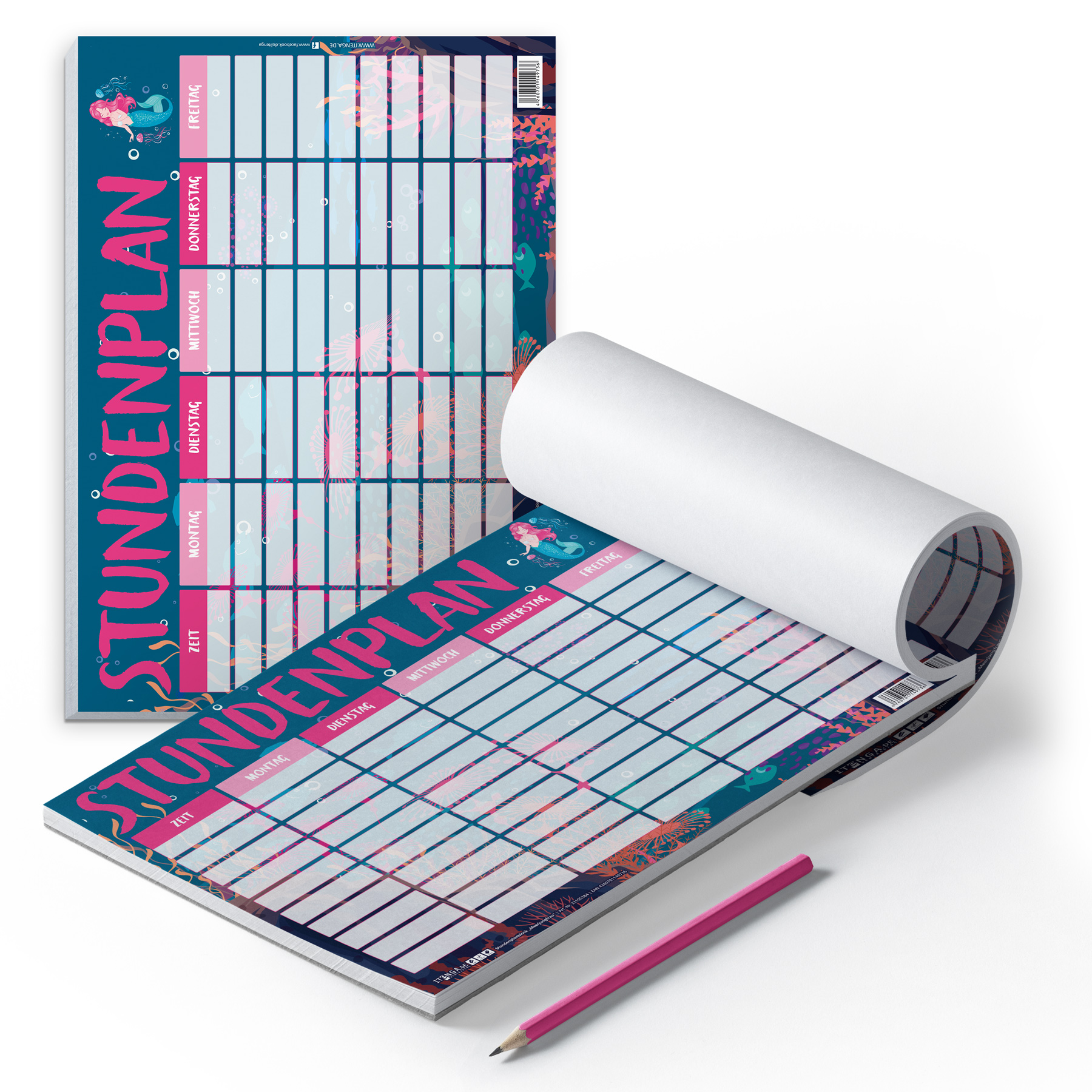 itenga Stundenplan Block 25 Blatt Motiv Meerjungfrau DIN A4