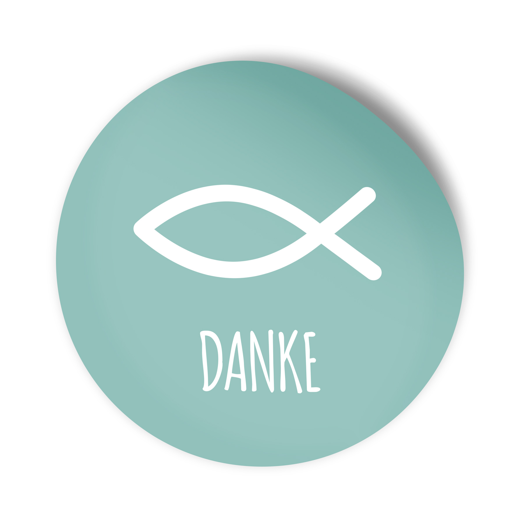 itenga 100x Sticker "Fisch Danke" t�rkis 4,0 cm rund