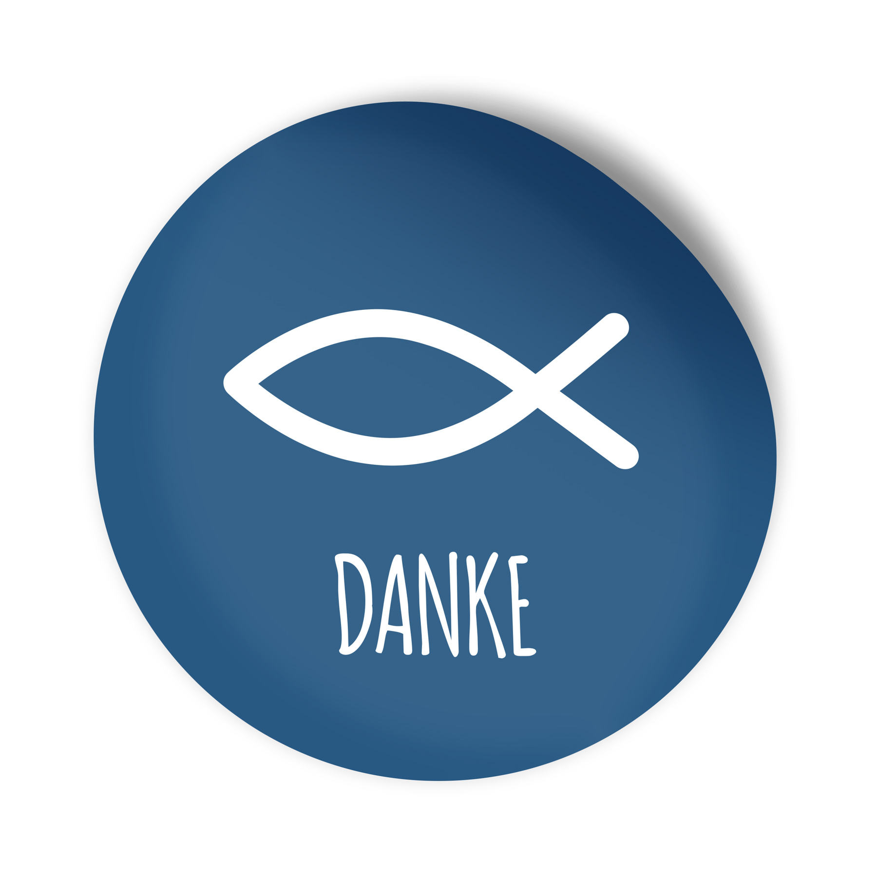 itenga 100x Sticker "Fisch Danke" dunkelblau 4,0 cm rund