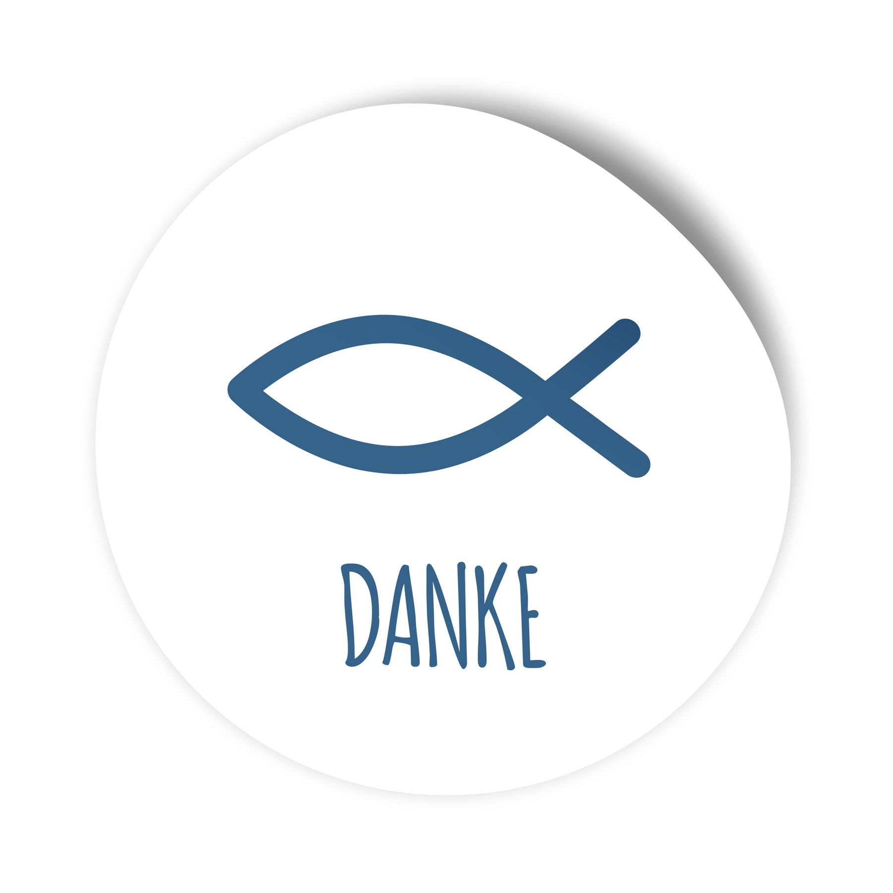 itenga 100x Sticker "Fisch Danke" dunkelblau auf wei�em ...