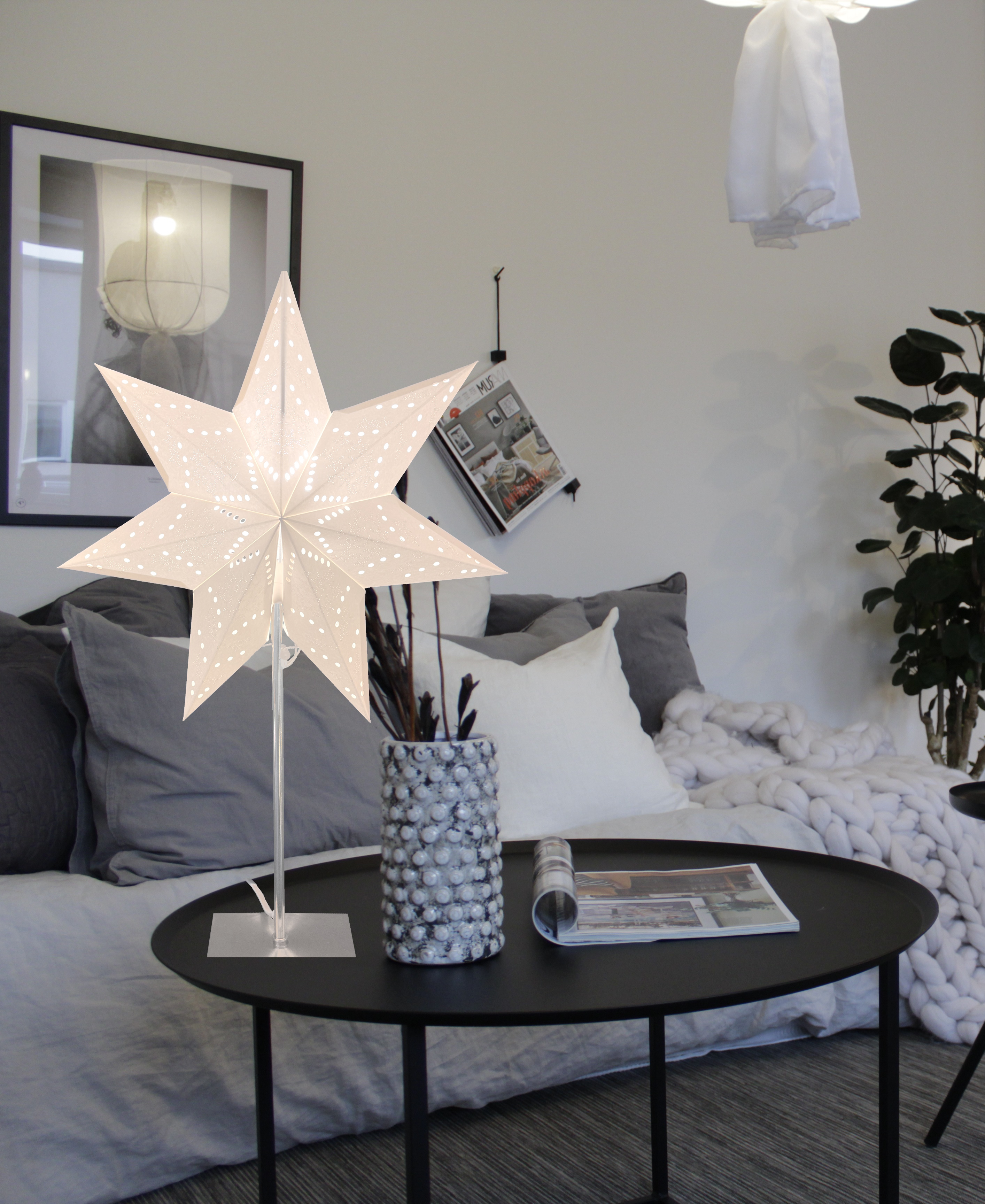 Papier Standstern Sky mit Metall Standfu� 54x75x16cm Ind...