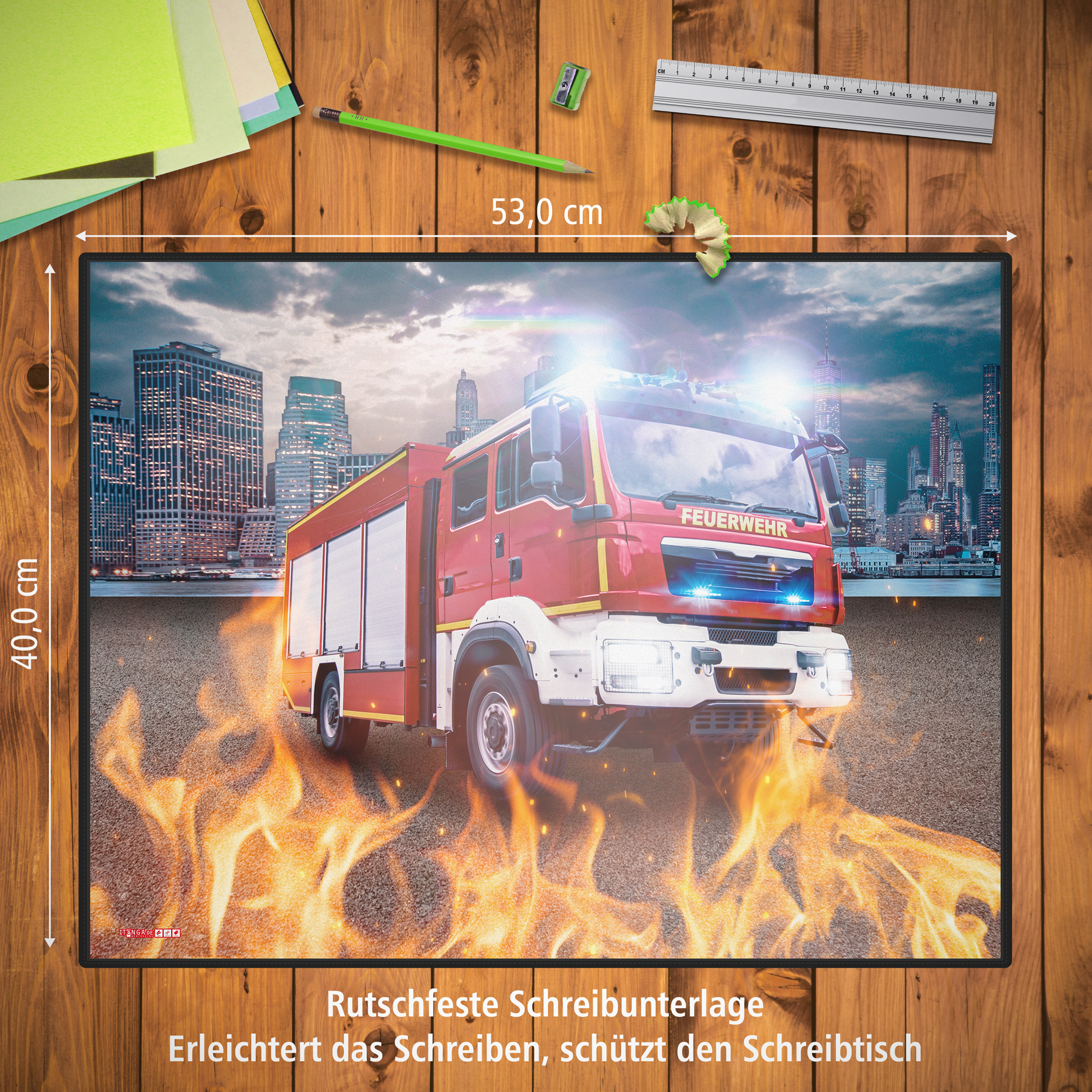 itenga Schreibunterlage V2 Motiv Feuerwehr 400 x 530 mm