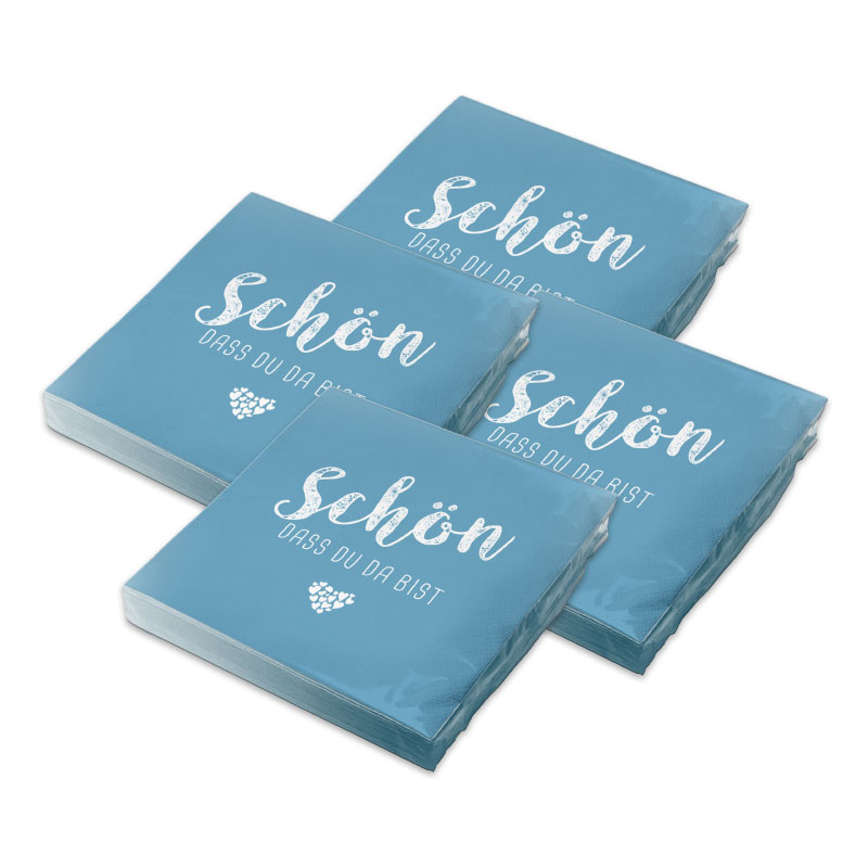 itenga 80x Serviette Sch�n dass du da bist blau nordic blue