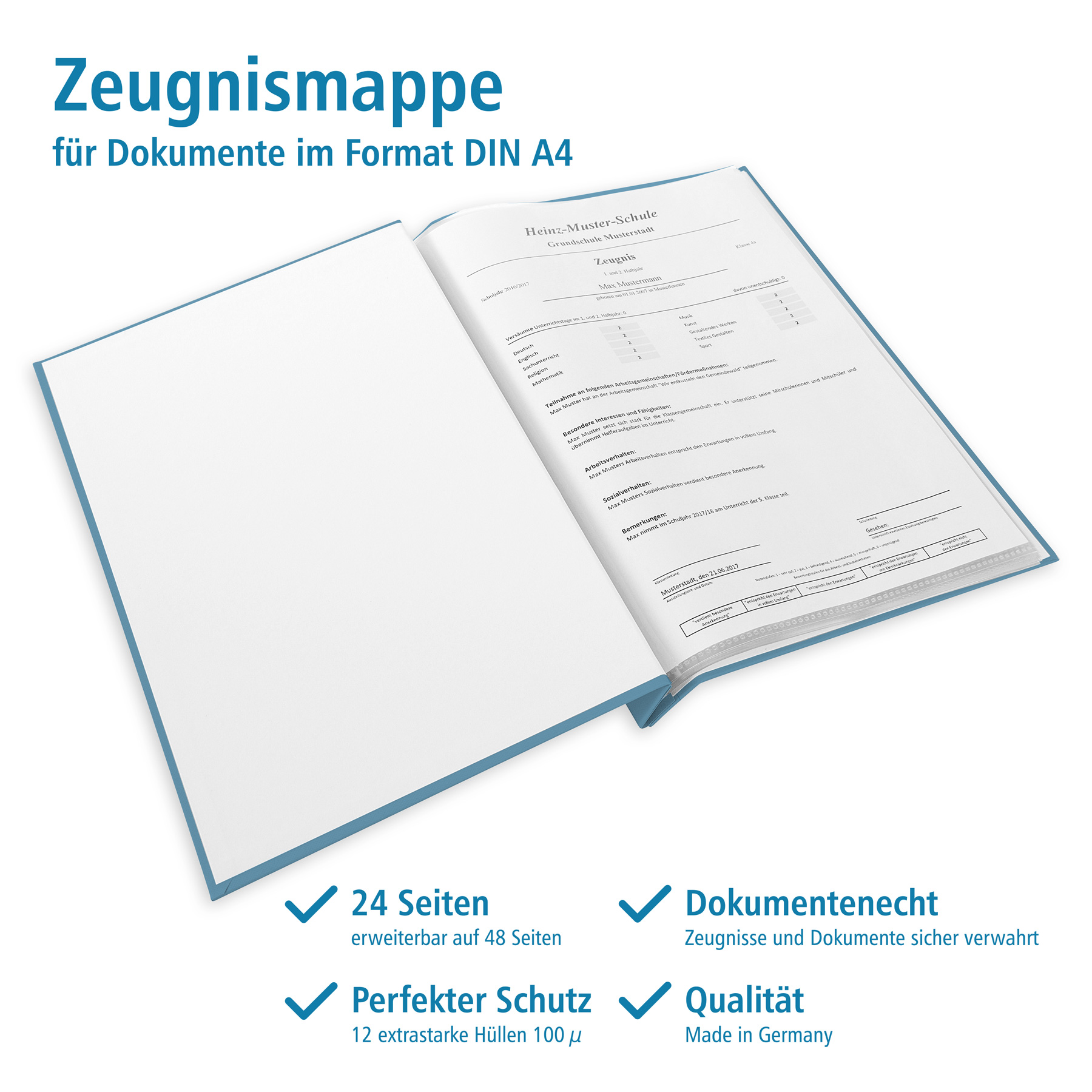 itenga Zeugnismappe A4 mit Schraubverschluss nordic blue...