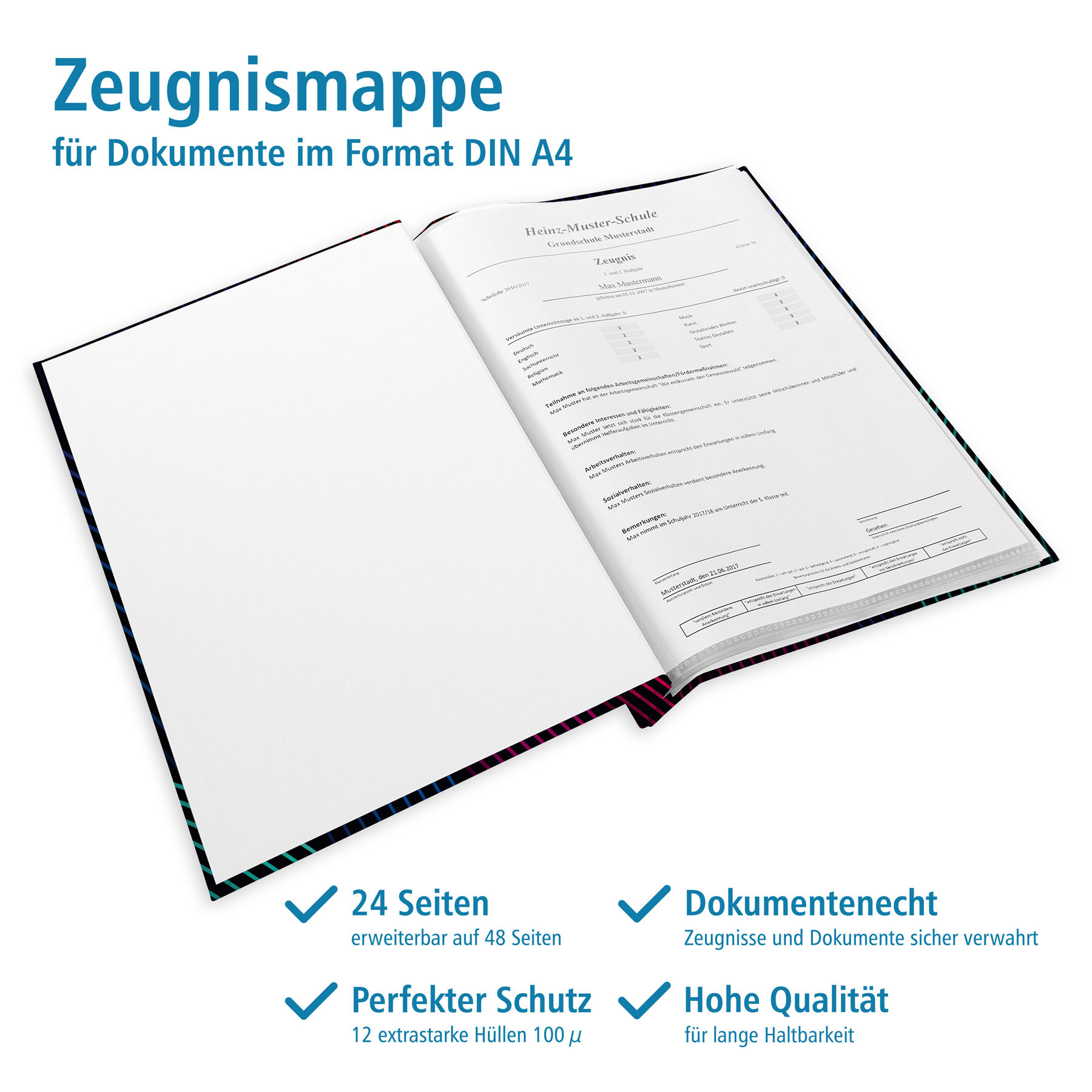 itenga Zeugnismappe A4 mit Schraubverschluss Motiv welli...