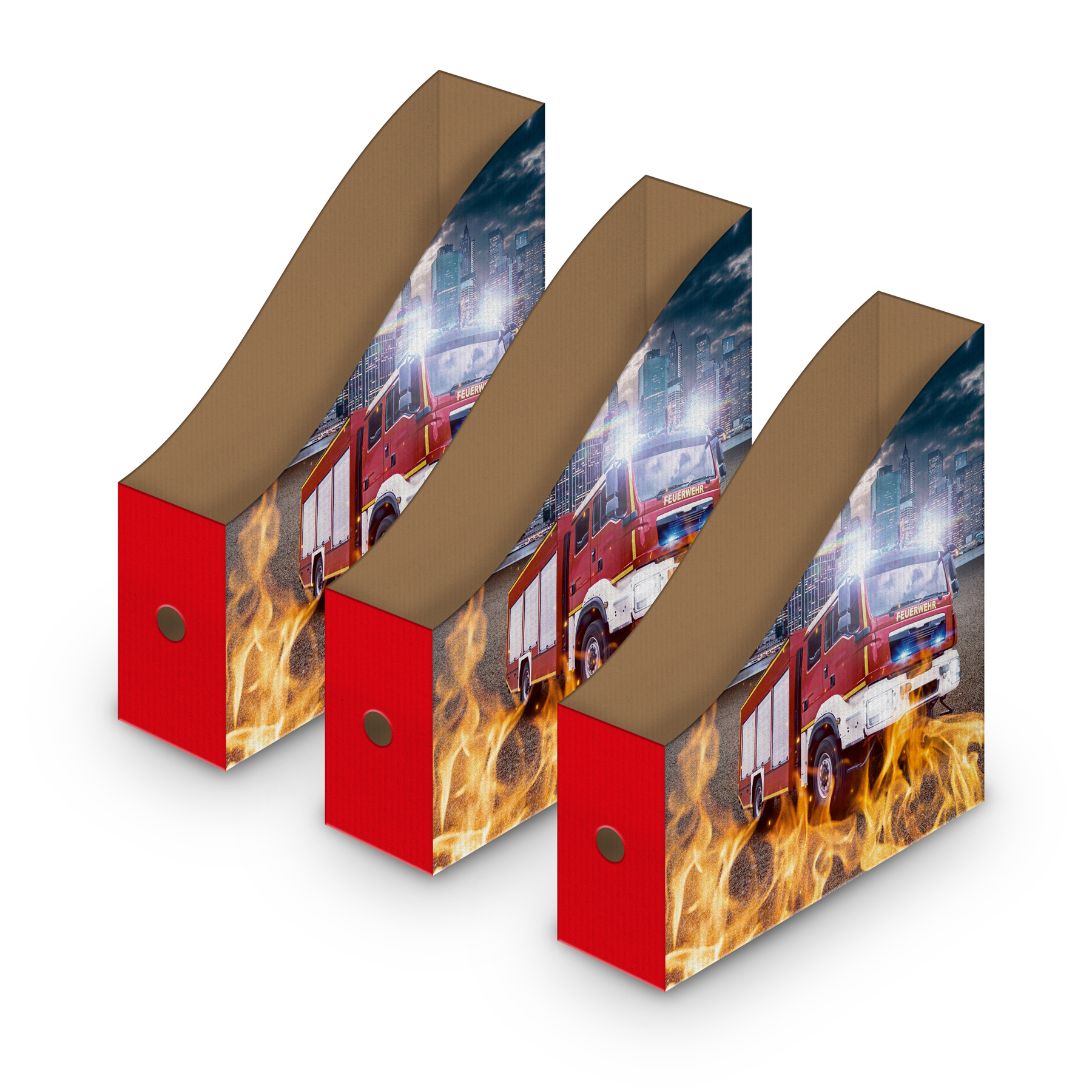 ITENGA 3er SET Wellpappe Motiv Stehsammler Feuerwehr f�r...